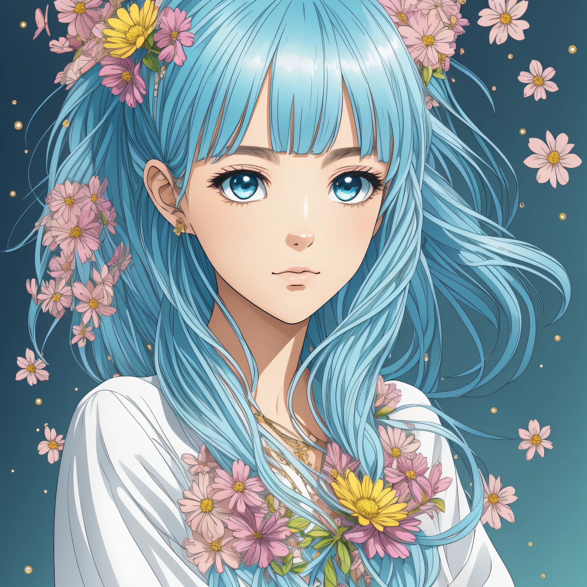 (masterpiece), (best quality), (ultra detailed),(disheveled hair),(illustration), (1girl), (Fashionable clothing), standing, Fashion model, looking at viewer, (interview), (simple background),beautiful detailed eyes, delicate beautiful face, Floating,(high saturation),(colorful splashes),colorful bubble,(shining), focus on face, ponytail, kamisato ayaka, light blue hair, bangs, hair ring, floating flowers, floating hairs, (shining), best lighting, best shadow, --auto --s2