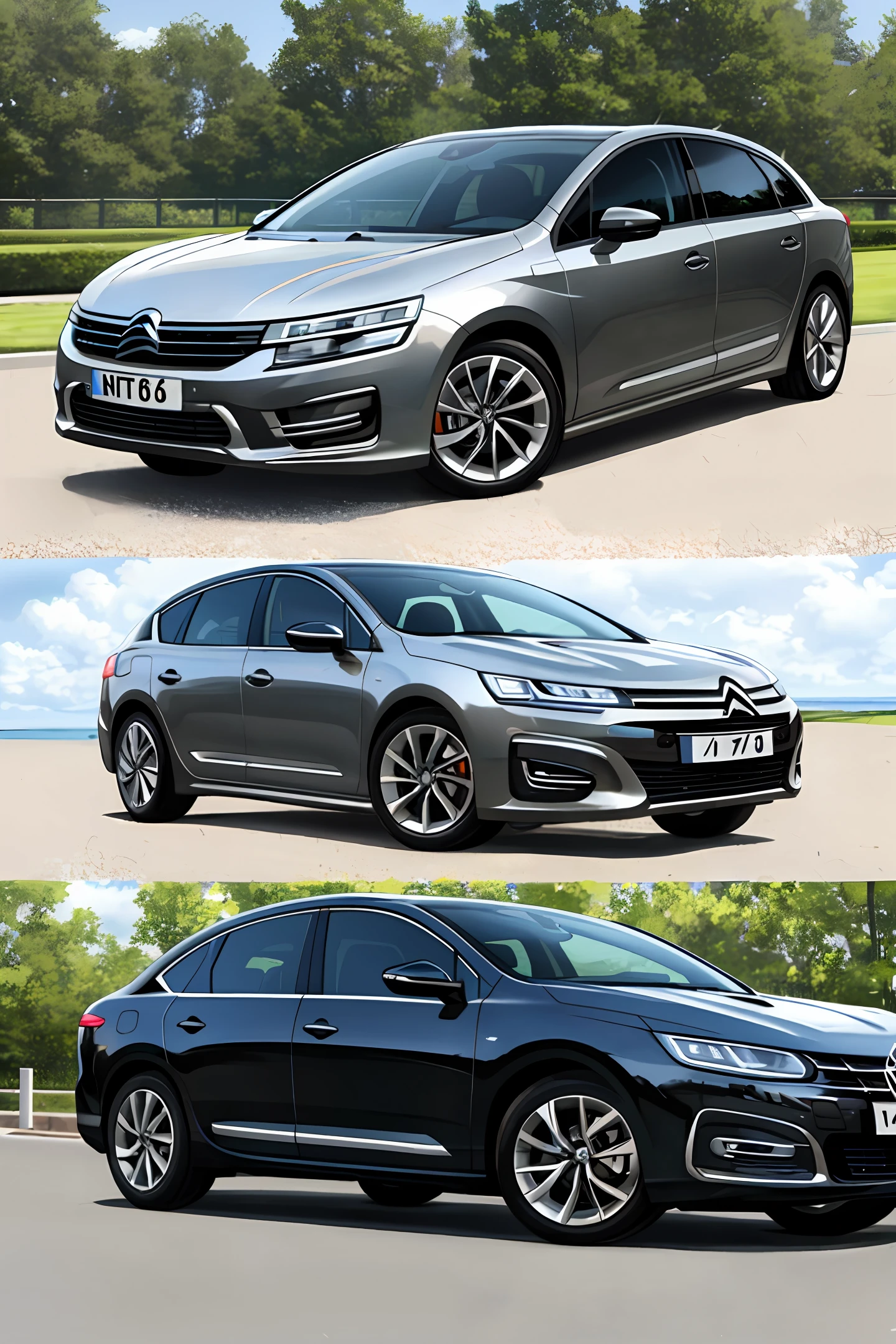 The puppy drives a domestic Citroen C6
