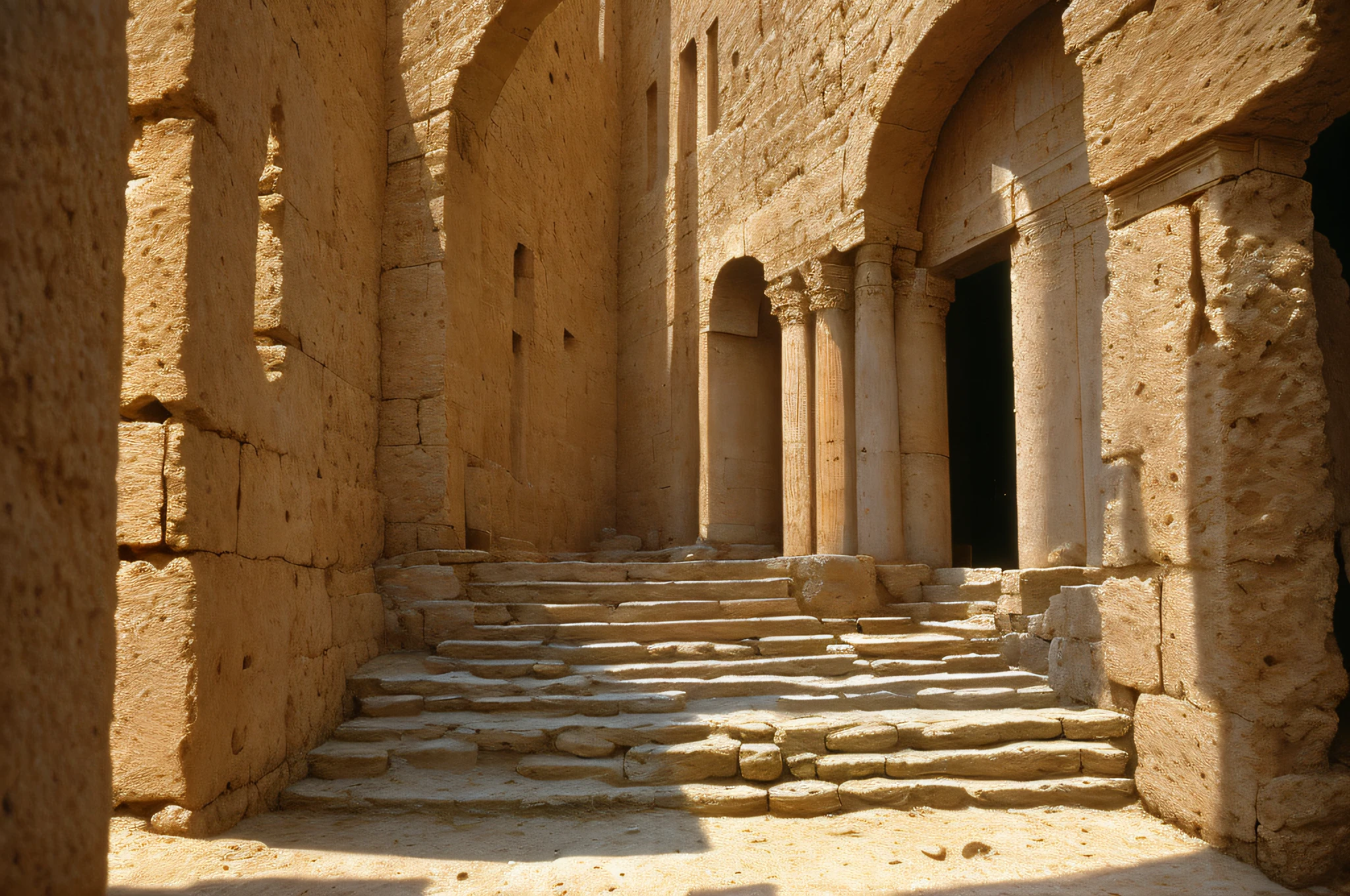 Ancient Israel, city, movie stills, 1st century,
 (35mm style: 1.1), front, masterpiece, 1970s film, , cinematic lighting, photorealistic, high frequency detail, 35mm film, (film grain), film noise,
