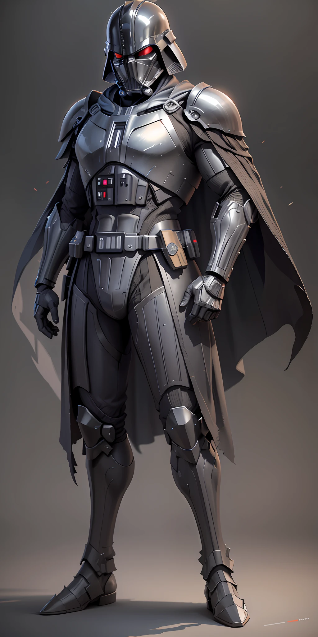 Knight Darth Vader from star wars, frontal, full-length, looking at the camera, facing the audience, standing pose, simple background, three-dimensional light, detailed full-body concept, sleek digital concept art, beautiful full-body concept art, art trend, full-length CGsociety,