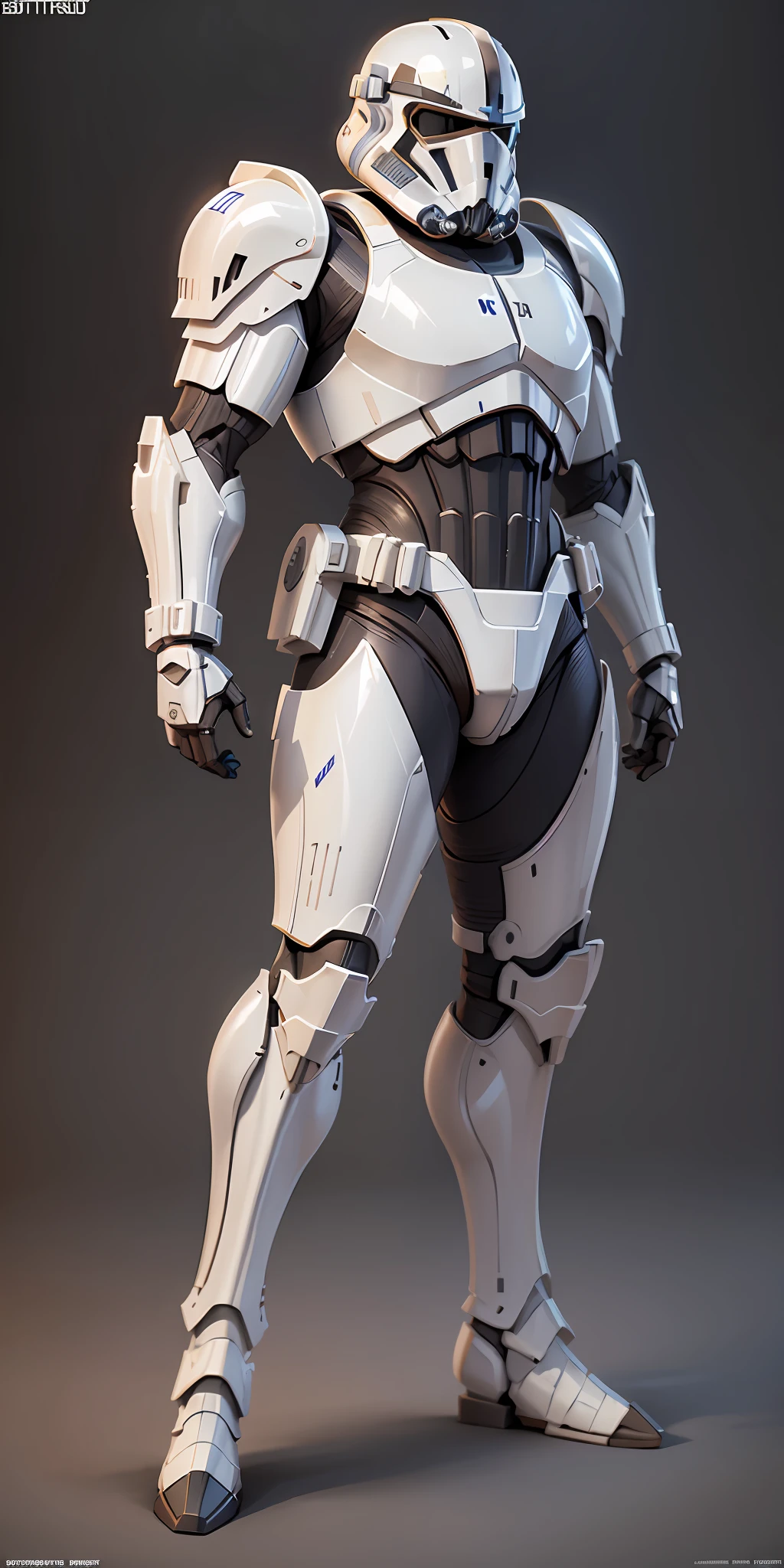 Knight stormtrooper from star wars, frontal, full-length, looking at the camera, facing the audience, standing pose, simple background, three-dimensional light, detailed full-body concept, sleek digital concept art, beautiful full-body concept art, art trend, CGsociety full-length,