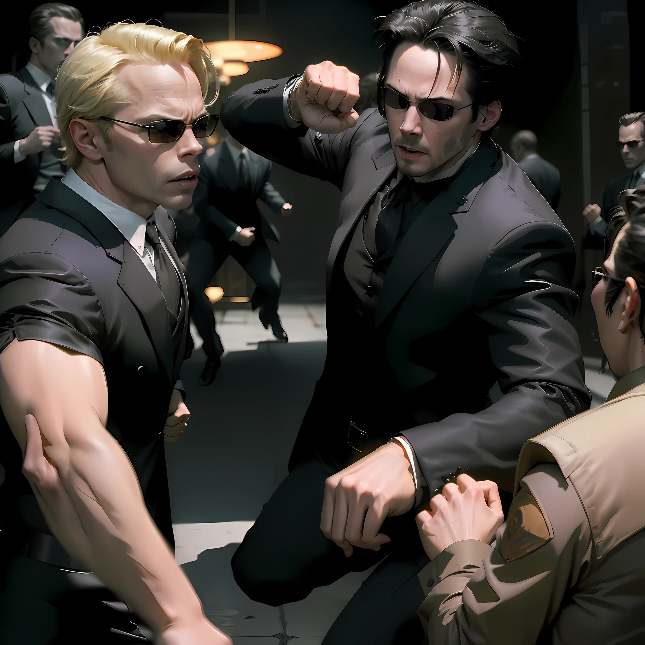 evil looking blond GUY PEARCE face, blond GUY PEARCE in a suit with square sunglasses close up, blond GUY PEARCE in a suit angry, blond GUY PEARCE in a suit with squared sunglasses, square sunglasses