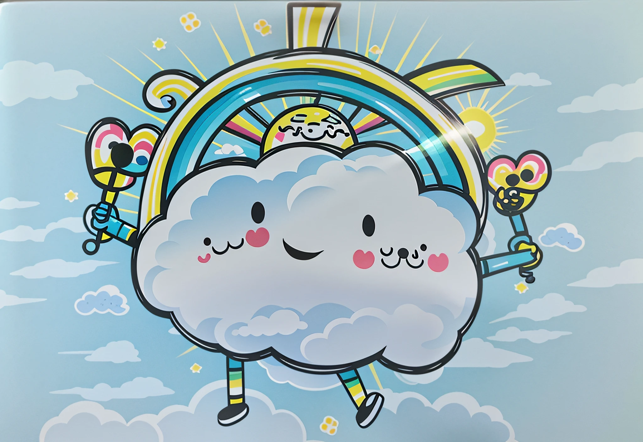 Bubble Mart blind box style, cloud character, no black stroke lines