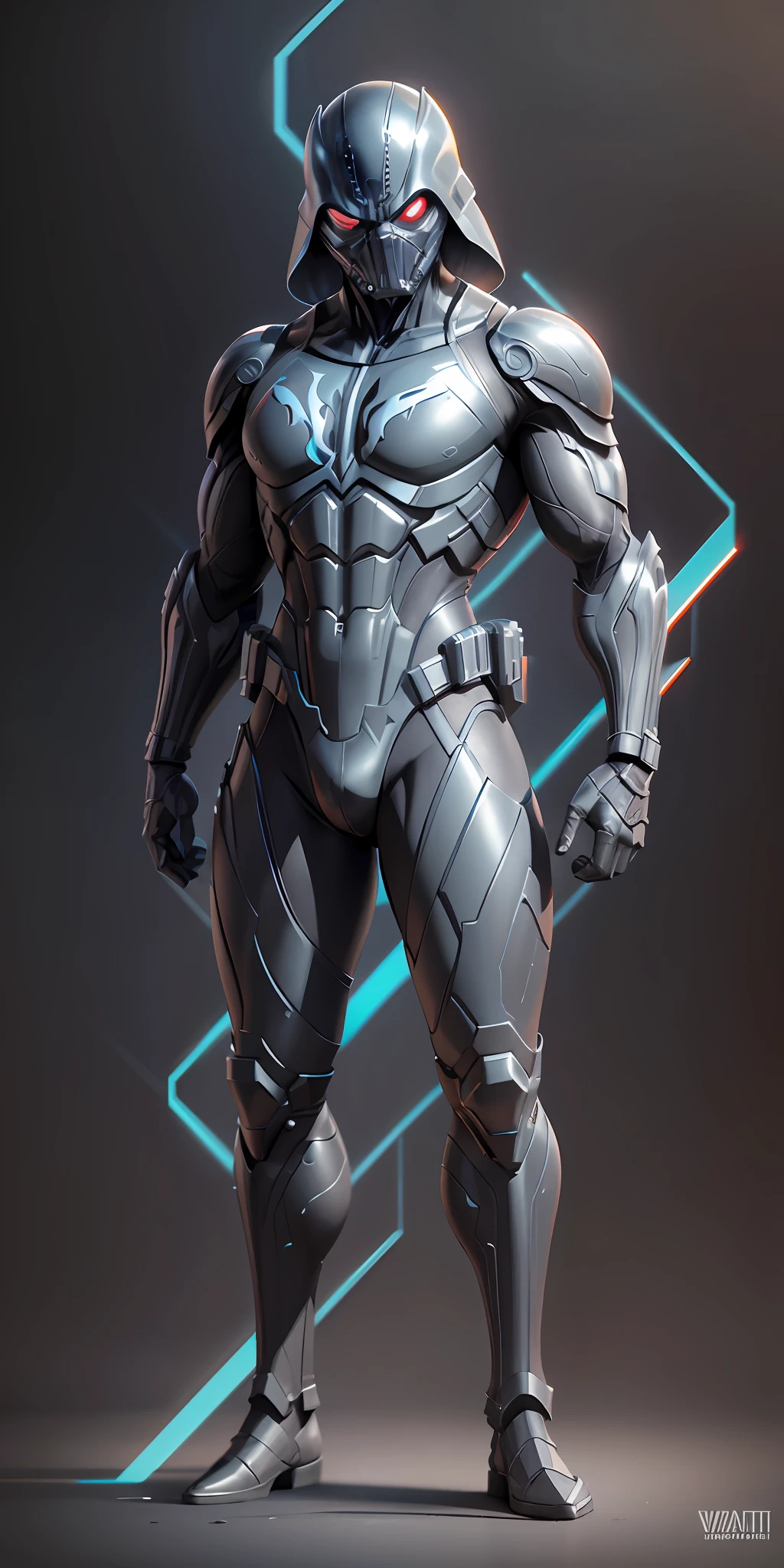 Venom Darth Vader from star wars, frontal, full-length, looking at the camera, facing the audience, standing pose, simple background, three-dimensional light, detailed full-body concept, sleek digital concept art, beautiful full-body concept art, art trend, CGsociety full-length,