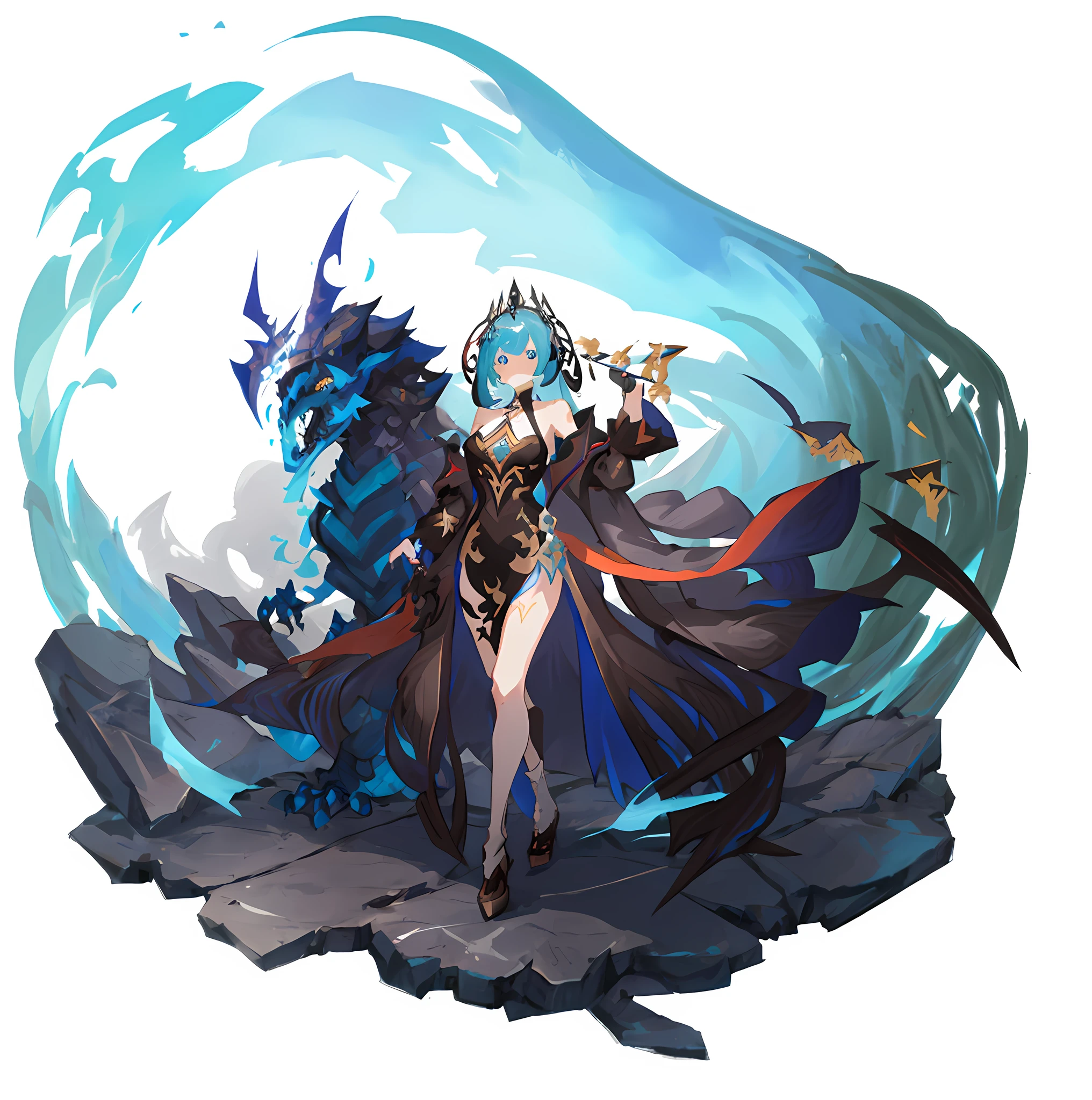a woman in a long dress standing next to a dragon, ayaka genshin impact, cushart krenz key art feminine, ayaka game genshin impact, genshin impact character, style of duelyst, granblue fantasy, official character art, 2. 5 d cgi anime fantasy artwork, from arknights, cushart kenz