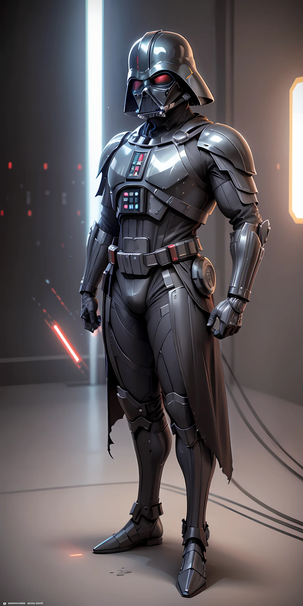 Knight Darth Vader from star wars, frontal, full-length, looking at the camera, facing the audience, standing pose, simple background, three-dimensional light, detailed full-body concept, sleek digital concept art, beautiful full-body concept art, art trend, full-length CGsociety,