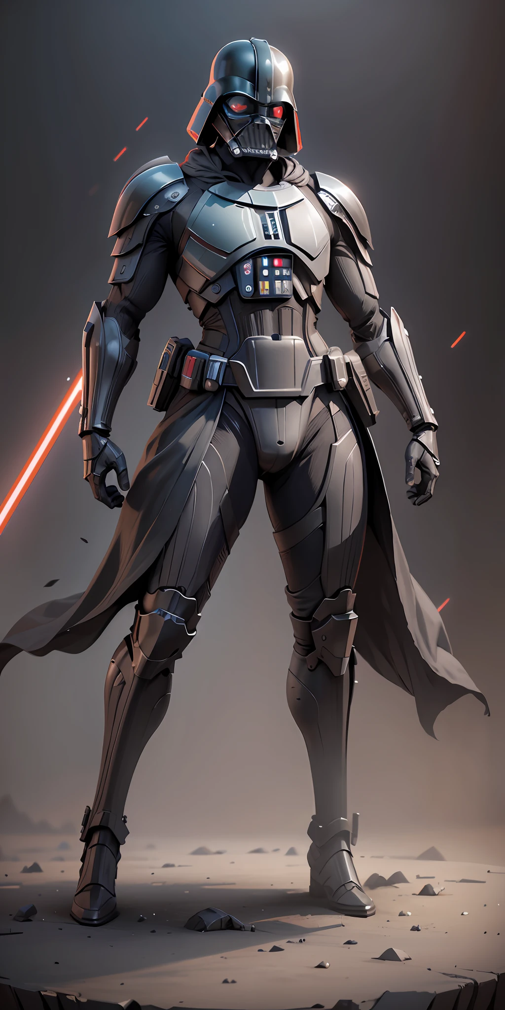 Darth Vader from star wars, frontal, full-length, looking at the camera, facing the audience, standing pose, simple background, three-dimensional light, detailed full-body concept, sleek digital concept art, beautiful full-body concept art, art trend, full-length CGsociety,