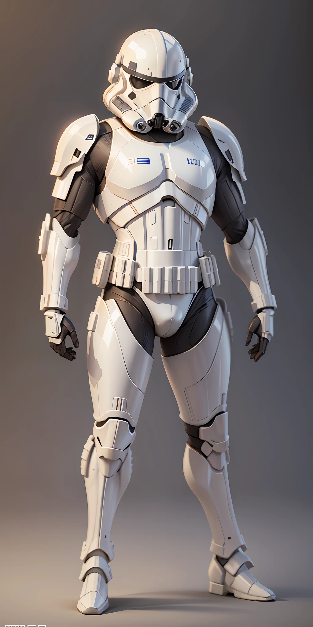 stormtrooper from Star Wars, frontal, full-length, looking at the camera, facing the audience, standing pose, simple background, three-dimensional light, detailed full-body concept, sleek digital concept art, beautiful full-body concept art, art trend, full-length CGsociety,