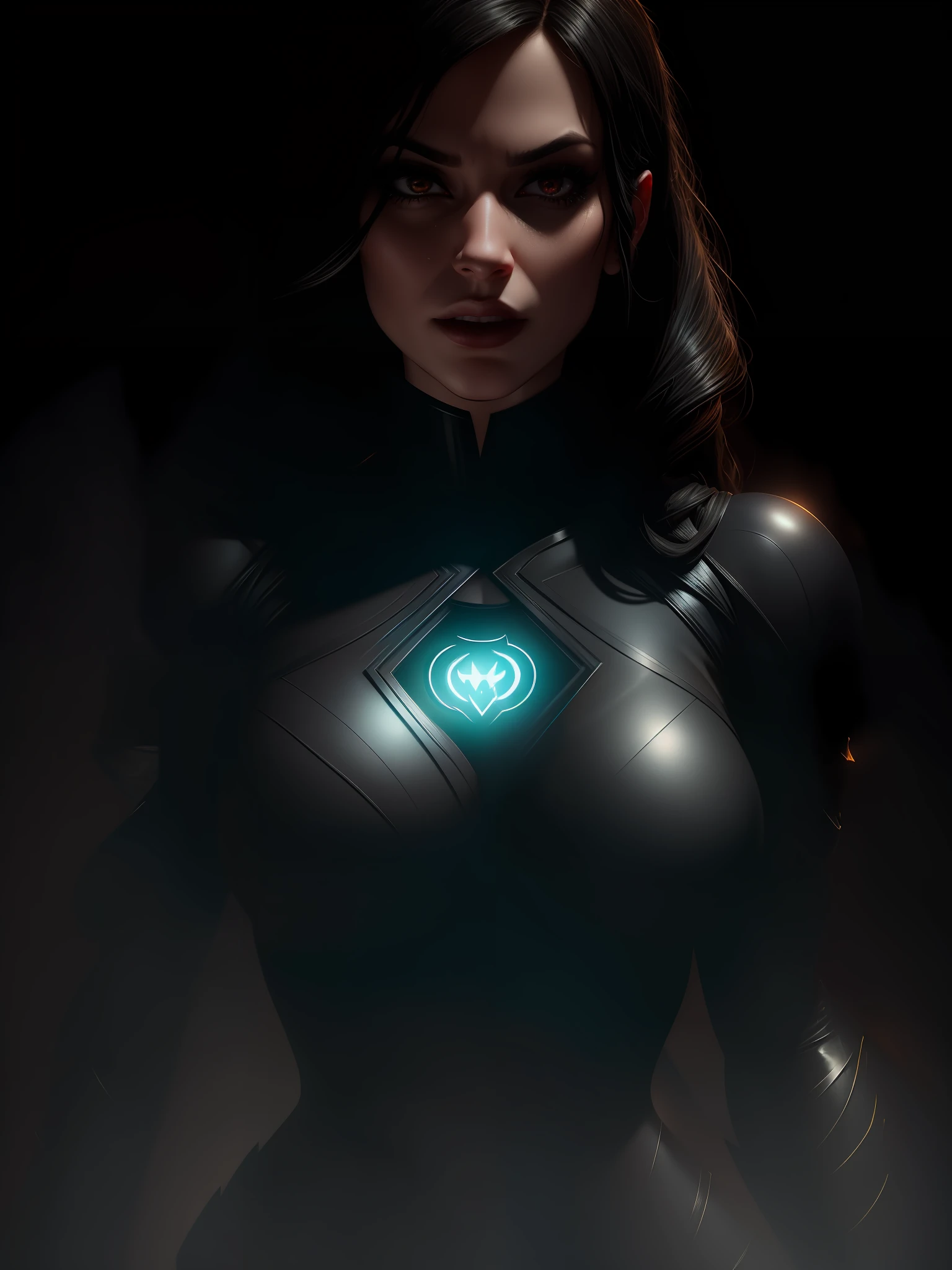 Movie scene, close-up shot of Sexy Woman dressed as Black Lantern from DC, distorted space, distorted undead in the background, lens flares, light shafts, intricate details, highly detailed, volumetric lighting, 4k rendering, stock photo, hyper-realistic, realistic textures, dramatic lighting, Unreal Engine