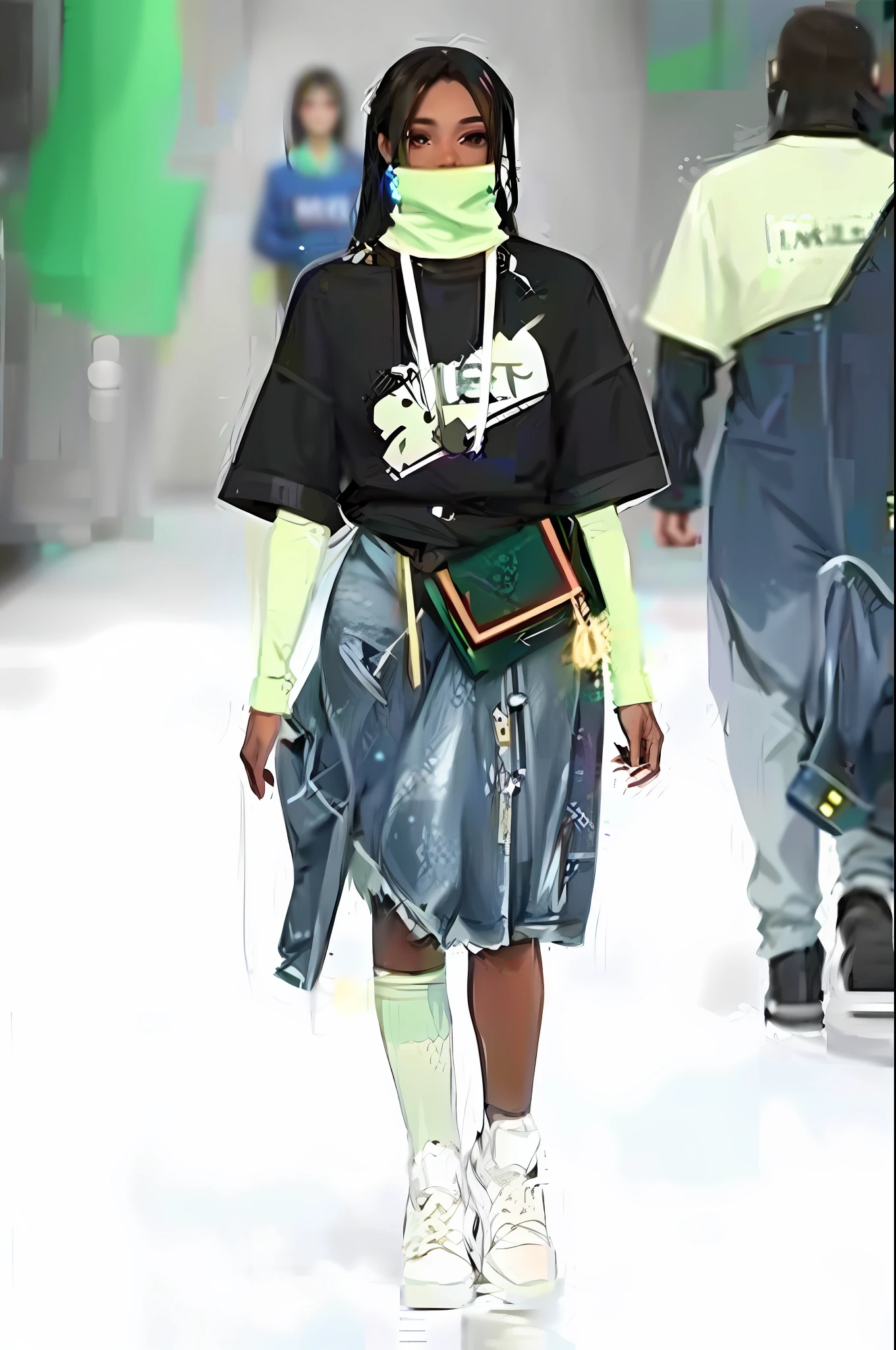 boy, vertical painting, natural light, global light, front view, fashion, pattern, fashion, trendy brand, tank top, cool, necklace, hip hop, bracelet, zipper, button, pattern, logo, pleats, sophisticated, sequin, sparkle, generate more details, slacks, cargo shorts, sneakers, shiny, modern, anime style, anime, modern, futuristic, first-person perspective, panorama, concept art, uhd, masterpiece, ccurate, super detail, high detail, high quality, best quality, High resolution, no background, white background
