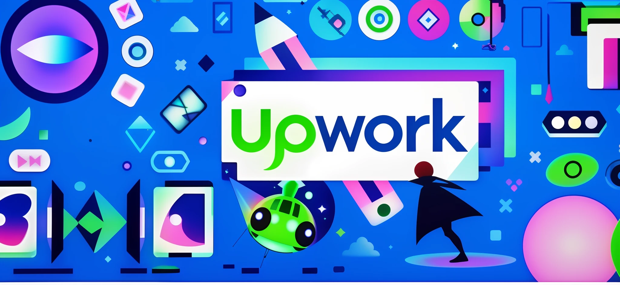 Blue background with a bunch of different items and words, up, up, up, UWU, highly proposed, up, U, unedited,; , heavy favor, up-lighting, viewpoint: upward, ๐ ๐ช ๐ช ๐จ ๐ง ๐ง ๐ ๐๐๐คฉ ๐ studio UFOTABLE ๐๐ adds elements of 3D printers --auto --s2
