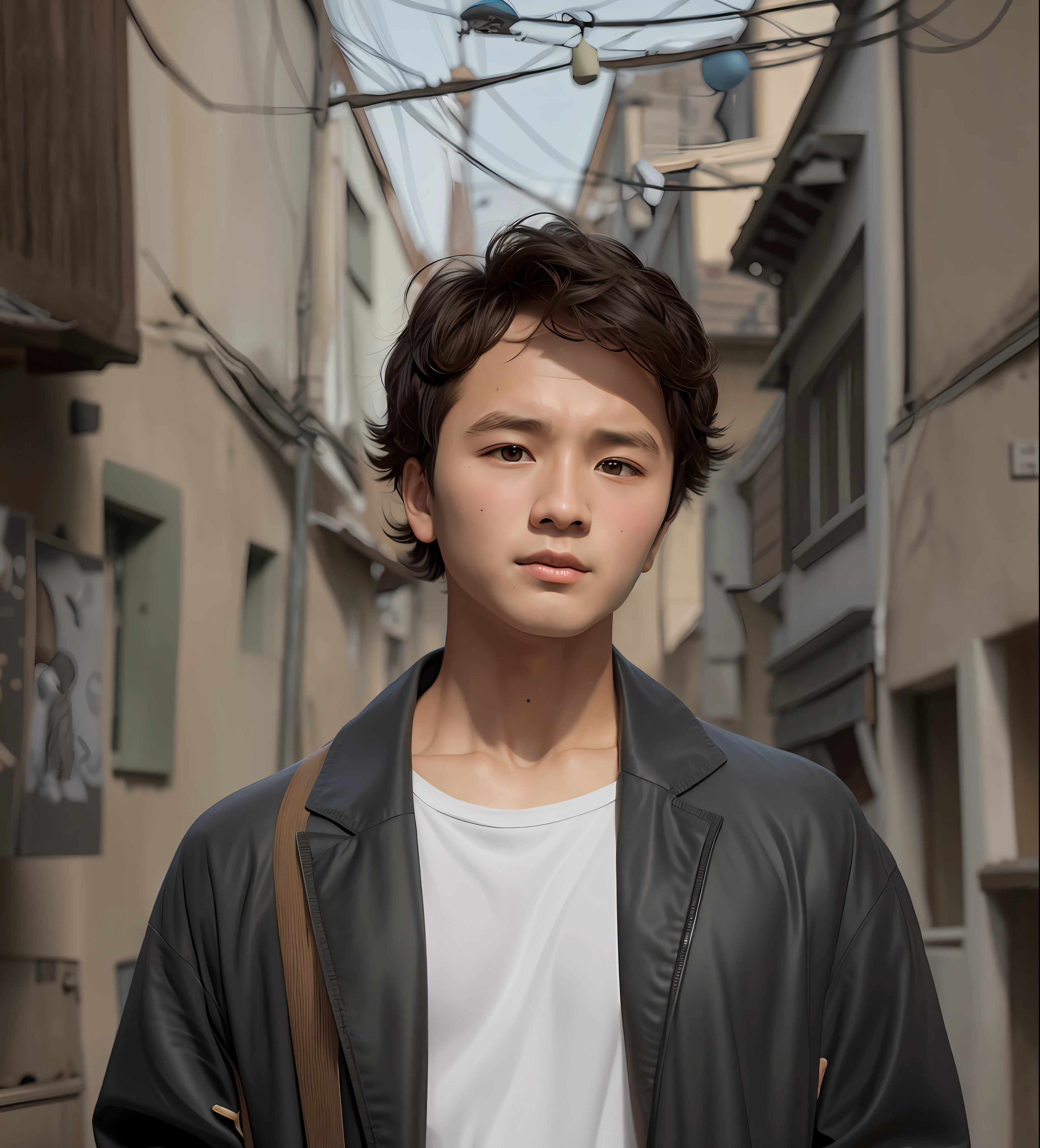 Arafard men posing in gray jackets and white shirts for photos, Cheng Yanjun, Chen Xintong, Jin Yiwei, Lin Wenjun, Ren Hao, Zeng Fanqian, Yin Xian J-Jiang Geping, Lin Qifeng, Huang Huifeng, Wang Qichao, Shen Mingchen (CBZBB:1.25), The cutest Frodo baggins baby portrait illustration, artstation, CGI_Animation,
