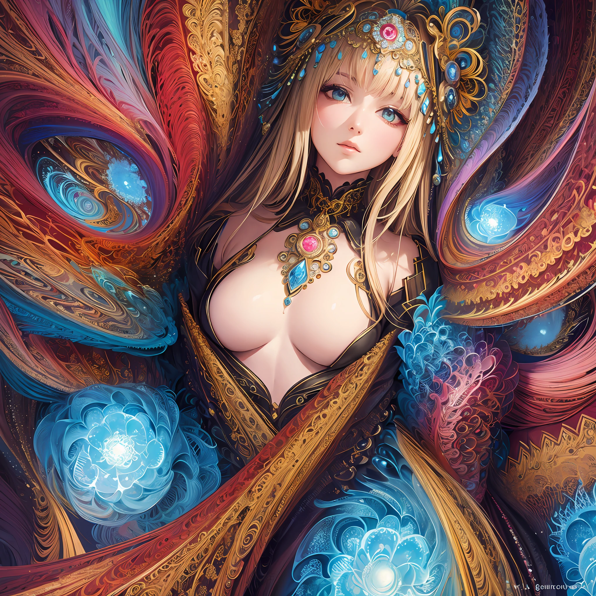 (masterpiece, top quality, best quality, official art, beautiful and aesthetic:1.2), (1girl), extreme detailed,(fractal art:1.3),colorful,highest detailed
