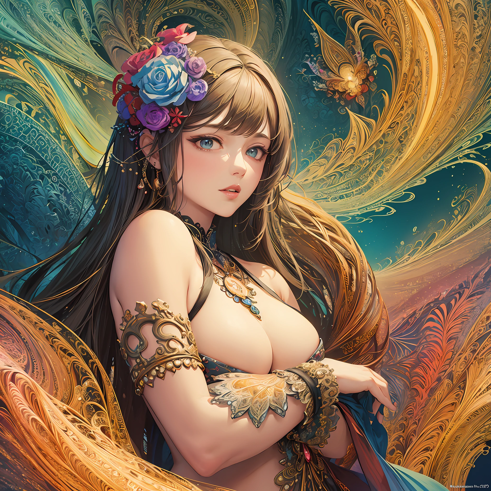 (masterpiece, top quality, best quality, official art, beautiful and aesthetic:1.2), (1girl), extreme detailed,(fractal art:1.3),colorful,highest detailed