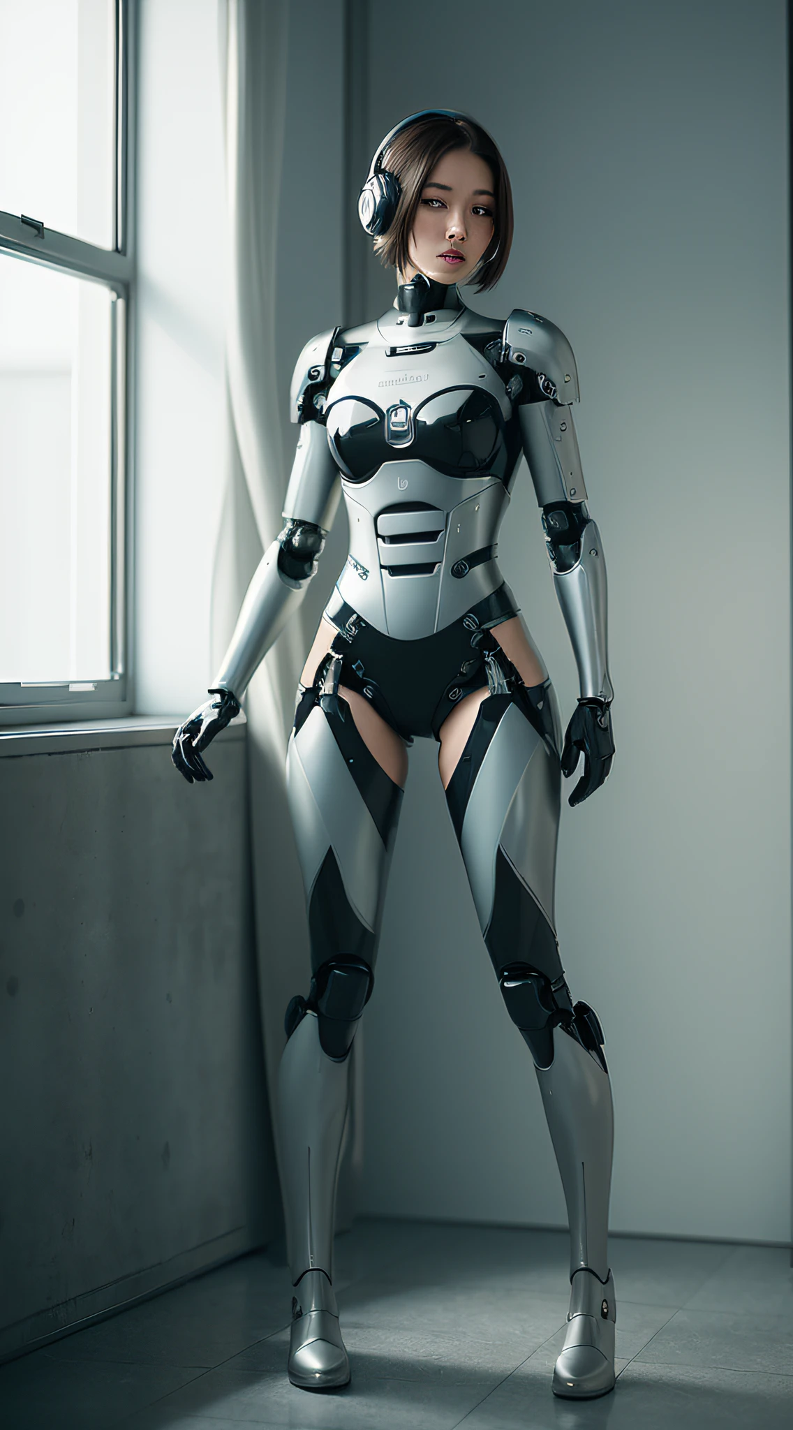 perfect female face, female robot, ceramic silhouette, robot, robot parts, cable, microchip, lace, bare spine, bare bones, exoskeleton, broken parts, bare internal organs, broken body, whole body, asian female face, beauty, clean face, full face, fine face, lush hair, long legs, long calves, beautiful, walking, studio soft light, edge light, very delicate, elegant, cyberpunk, surrealism, anatomy, bedroom interior, 3d rendering, octane rendering, HR Giger style, 8k, best quality, illustration, very detailed, CG, wallpaper, fidelity, stunning, fine detail, masterpiece, best quality, official art, absurd, 150 mm