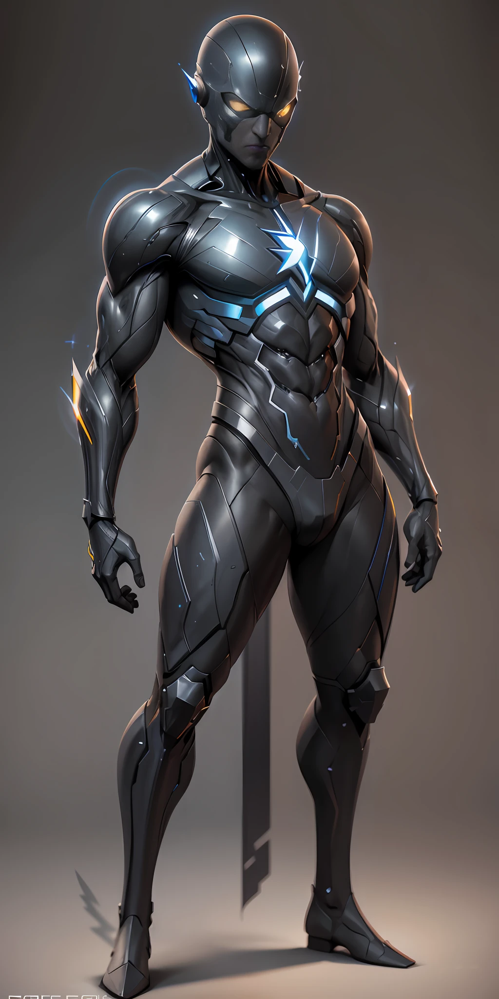 Black Flash from DC, frontal, full-length, looking at the camera, facing the audience, standing pose, simple background, three-dimensional light, detailed full-body concept, sleek digital concept art, beautiful full-body concept art, art trend, CGsociety full-length,