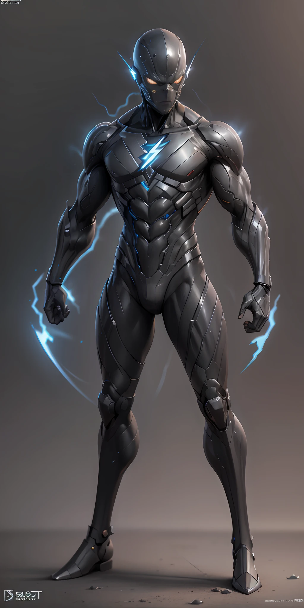 Black Flash from DC, frontal, full-length, looking at the camera, facing the audience, standing pose, simple background, three-dimensional light, detailed full-body concept, sleek digital concept art, beautiful full-body concept art, art trend, CGsociety full-length,