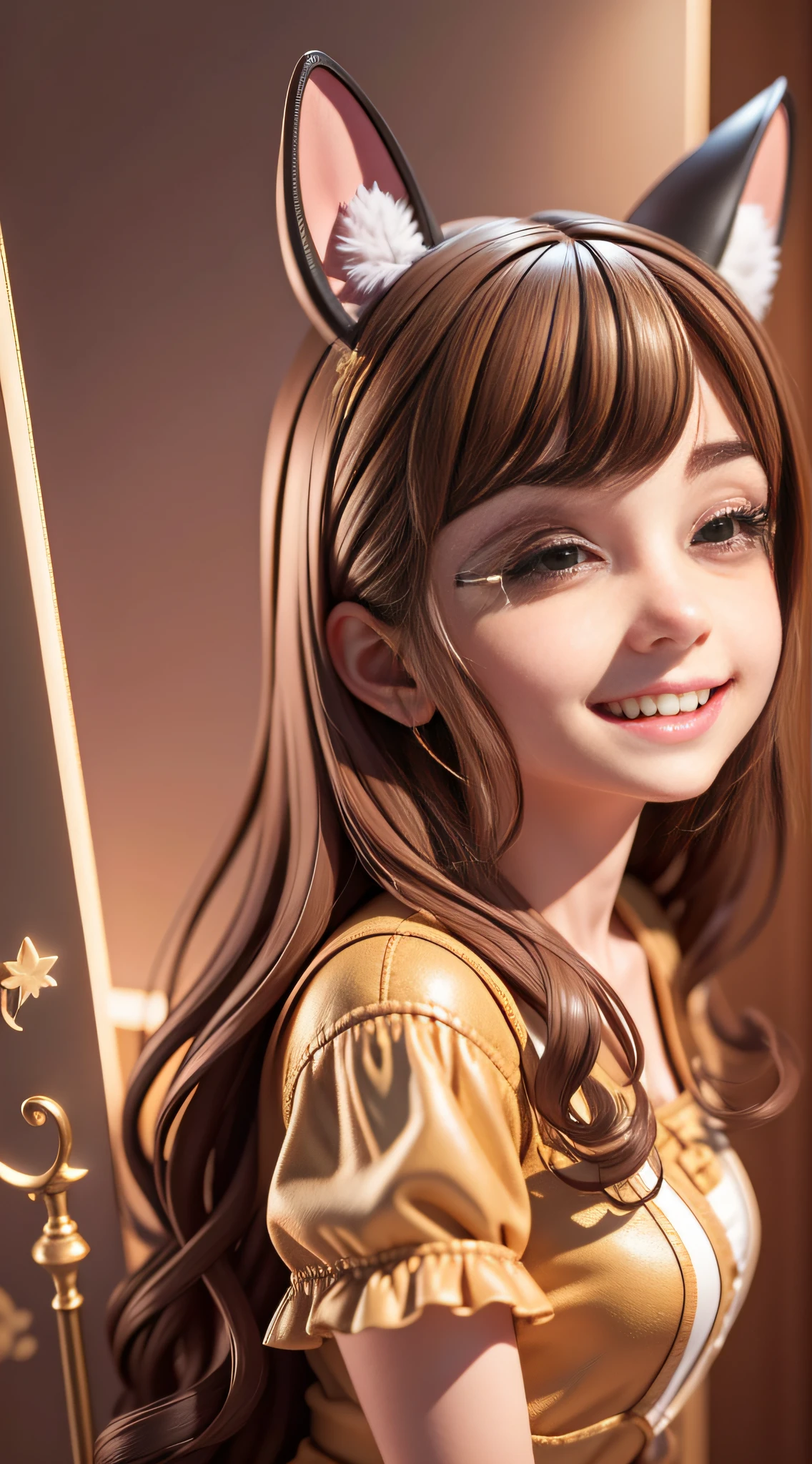 Smiling brown glasses with long eyelashes