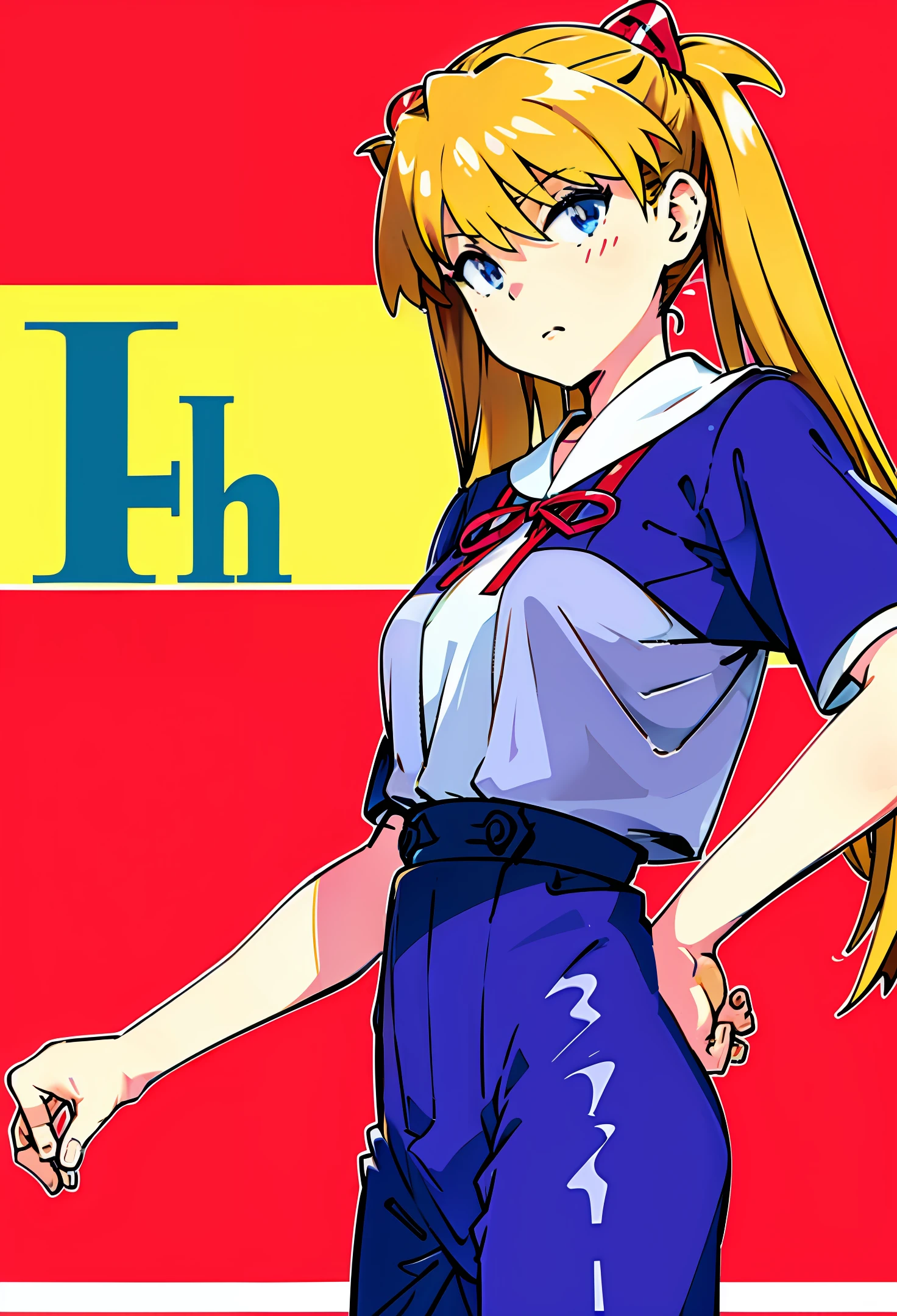 Rion Takamiya Blonde Twin Tails Uniform Lady Streamer Pants Boobs