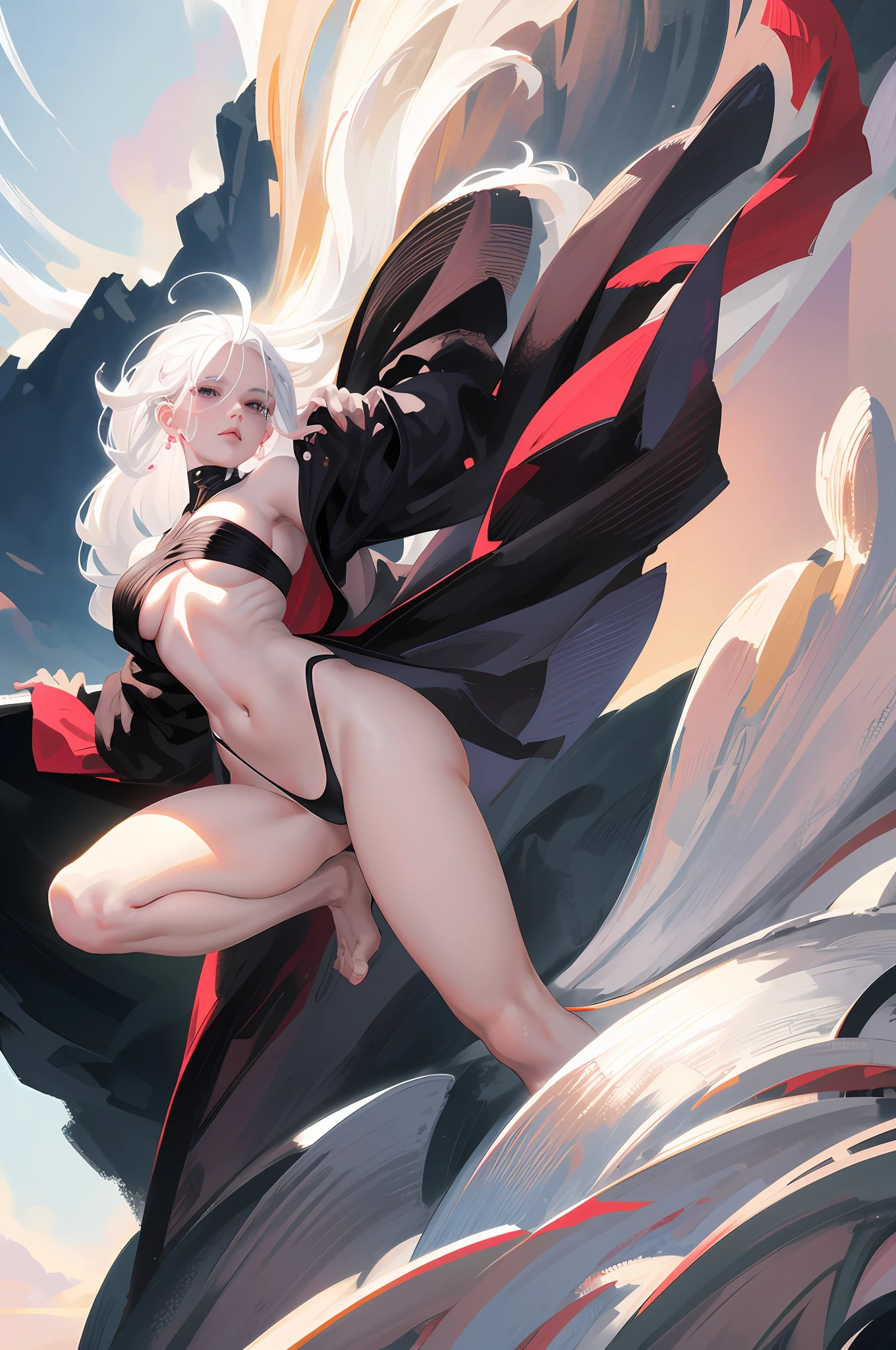 anime girl with white hair and black clothes posing naked, extremely detailed artgerm, detailed digital anime art, artgerm on artstation pixiv, guweiz on pixiv artstation, guweiz on artstation pixiv, fanart best artstation, :: rossdraws, trending on artstation pixiv, rossdraws 2. 5