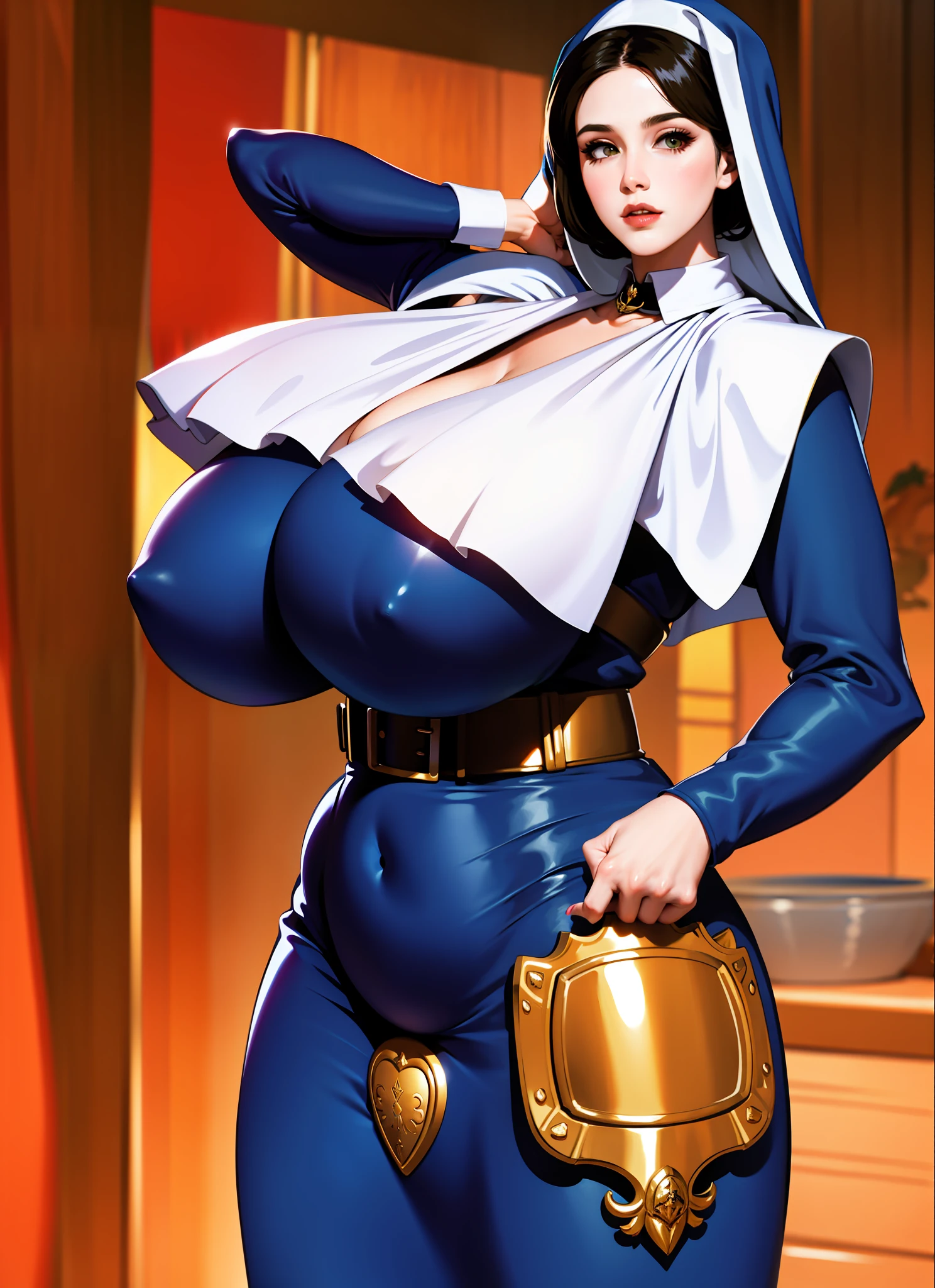 collar, gigantic breasts, , FEMSUB,MILF,standing, upper body,
nun,, masterpiece, best quality,8K