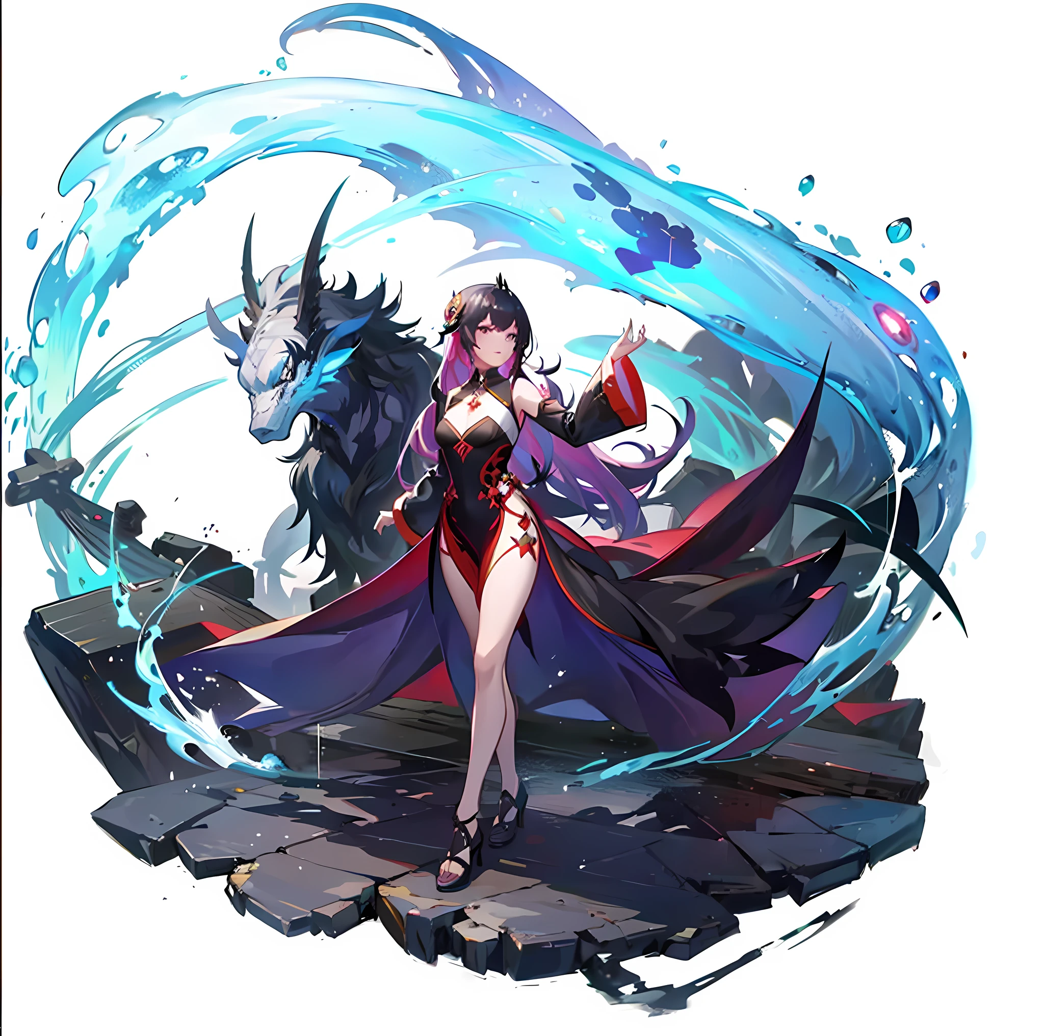 a woman in a long dress standing next to a dragon, ayaka genshin impact, cushart krenz key art feminine, 2. 5 d cgi anime fantasy artwork, genshin impact character, ayaka game genshin impact, style of duelyst, anime fantasy artwork, anime fantasy illustration, cushart kenz, keqing from genshin impact
