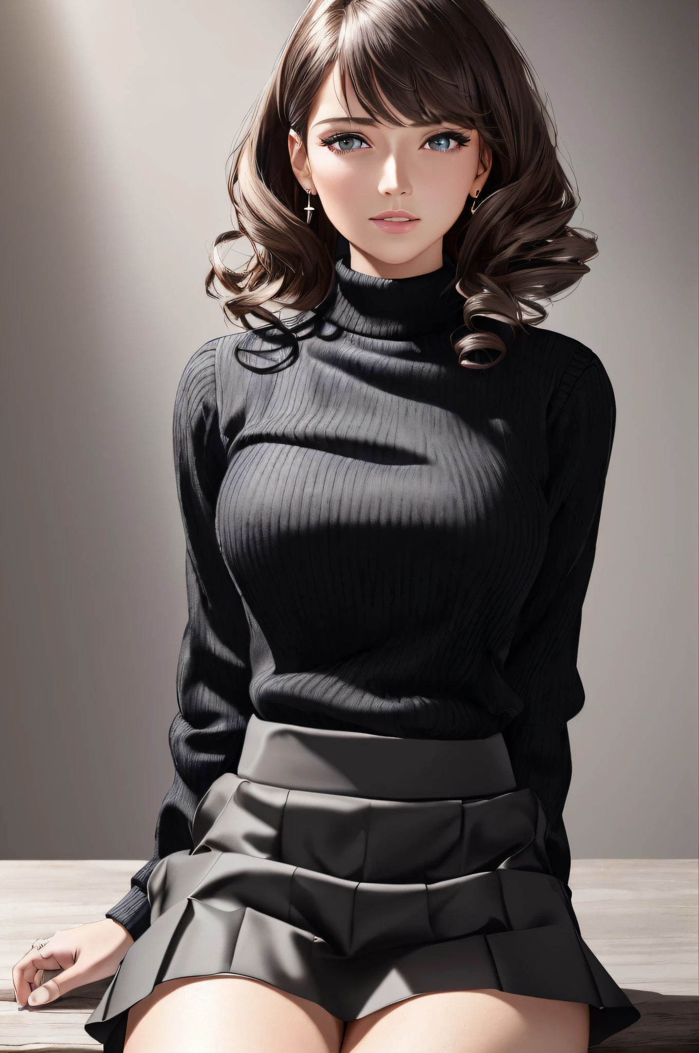 Country Street ,,, (Outdoor, Night:1.5,Ultra Slender Face,((Realistic lighting, Best Quality, 8K, Masterpiece:1.3)),, (Masterpiece, Best Quality, Ultra Detail, High Definition), Perfect Face, Side Light, Glossy Skin, (Bloom), (Glow), Lighting, Ray Tracing, One Girl, Solo, Black Hair, Sweater, Black Beautiful Eyes, Skirt, Dress, Hair Bow, Pink Skirt, Seated upright, Bow, Lips, Turtleneck Sweater, Upper body, Curls, Chest, Turtleneck, Parted lips, Jewelry, depth_of_field, Very detailed background, Masterpiece, Super detail, Great composition, Dynamic Angle, [Bottle Bottom], (Wide Angle Lens), Very Sophisticated and Beautiful, (Best Quality), (Masterpiece), Depth of Field, Solo, Extreme Light and Shadow, Masterpiece, Rich Detail, (Fine Function), (Best Quality), (Masterpiece), (Eye for Detail), (Beautiful) Detail, Beautiful Eye of Detail, (Straight Up), Upper Body , (Highly Detailed CG Unity 8k Wallpaper), (Masterpiece), (Best Quality), (Super Detail), (Best Illustration) (Best Shadow), Perfect Lighting, Perfect Anatomy