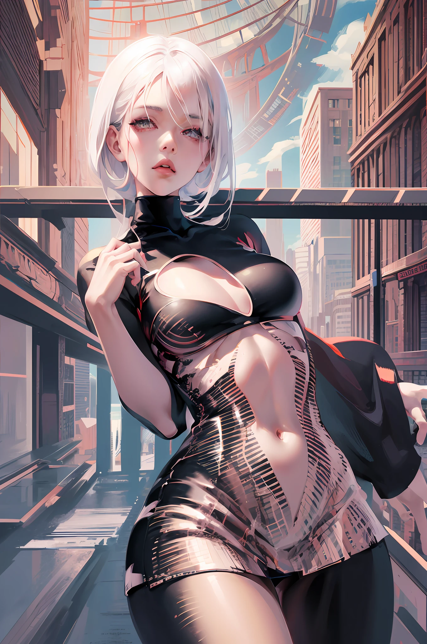 anime girl with white hair and black clothes posing naked, extremely detailed artgerm, detailed digital anime art, artgerm on artstation pixiv, guweiz on pixiv artstation, guweiz on artstation pixiv, fanart best artstation, :: rossdraws, trending on artstation pixiv, rossdraws 2. 5