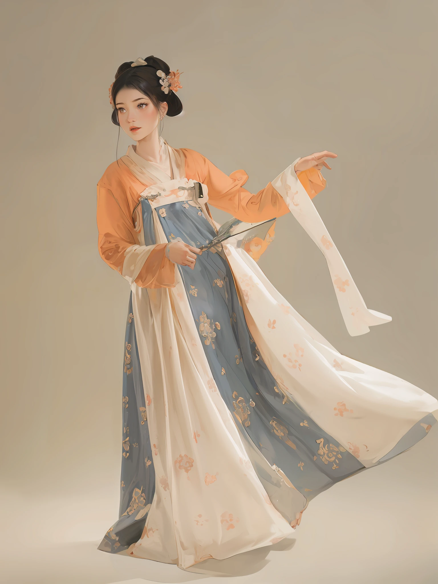 arafed woman in a blue and white dress holding a fan, hanfu, tang dynasty, wearing ancient chinese clothes, traditional chinese clothing, palace ， a girl in hanfu, inspired by Tang Di, white hanfu, chinese costume, with acient chinese clothes, inspired by Lan Ying, beautiful render of tang dynasty, ancient chinese princess, ancient asian dynasty princess