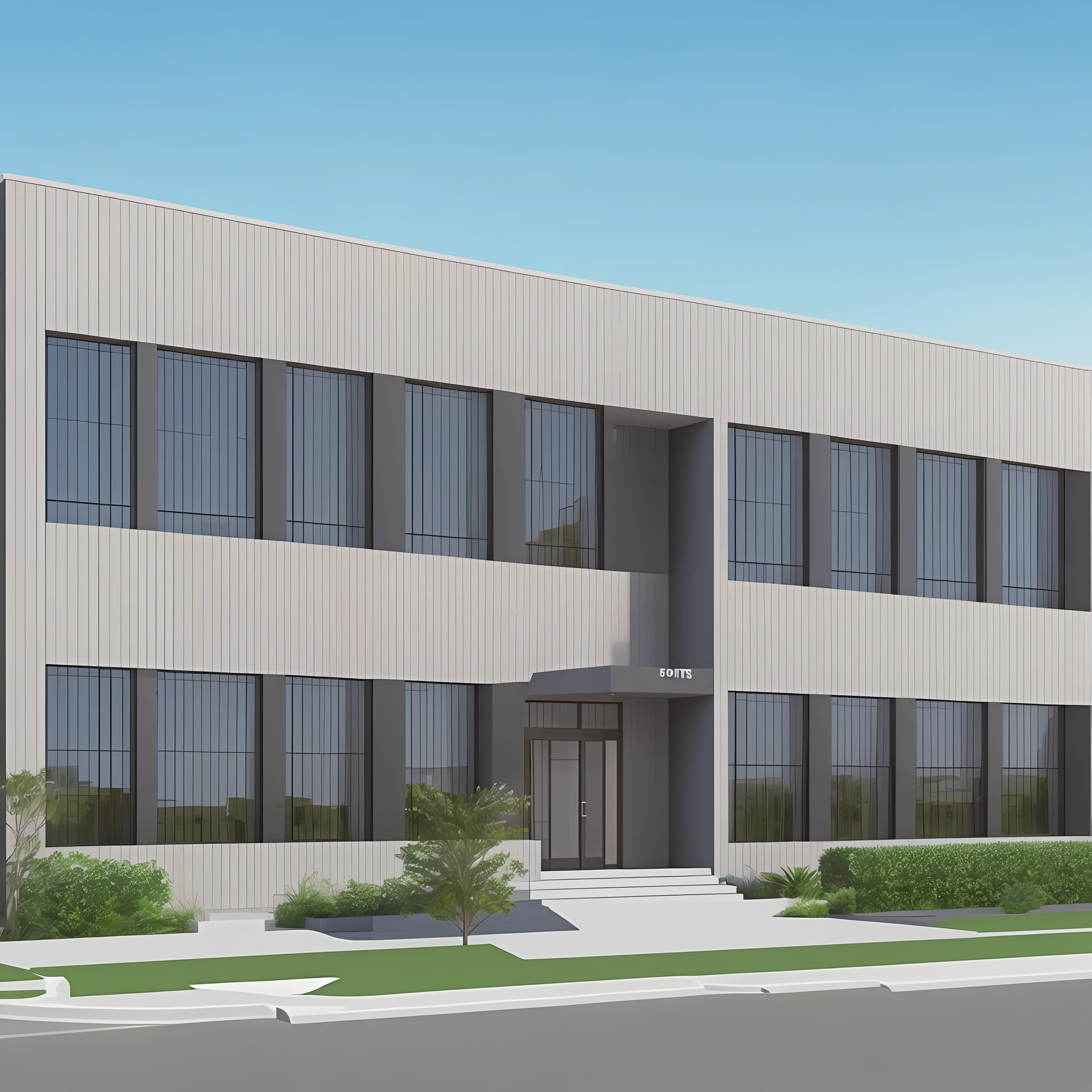The front of the three-story office building with a blank signboard is realistic and hyper-realistic --auto --s2