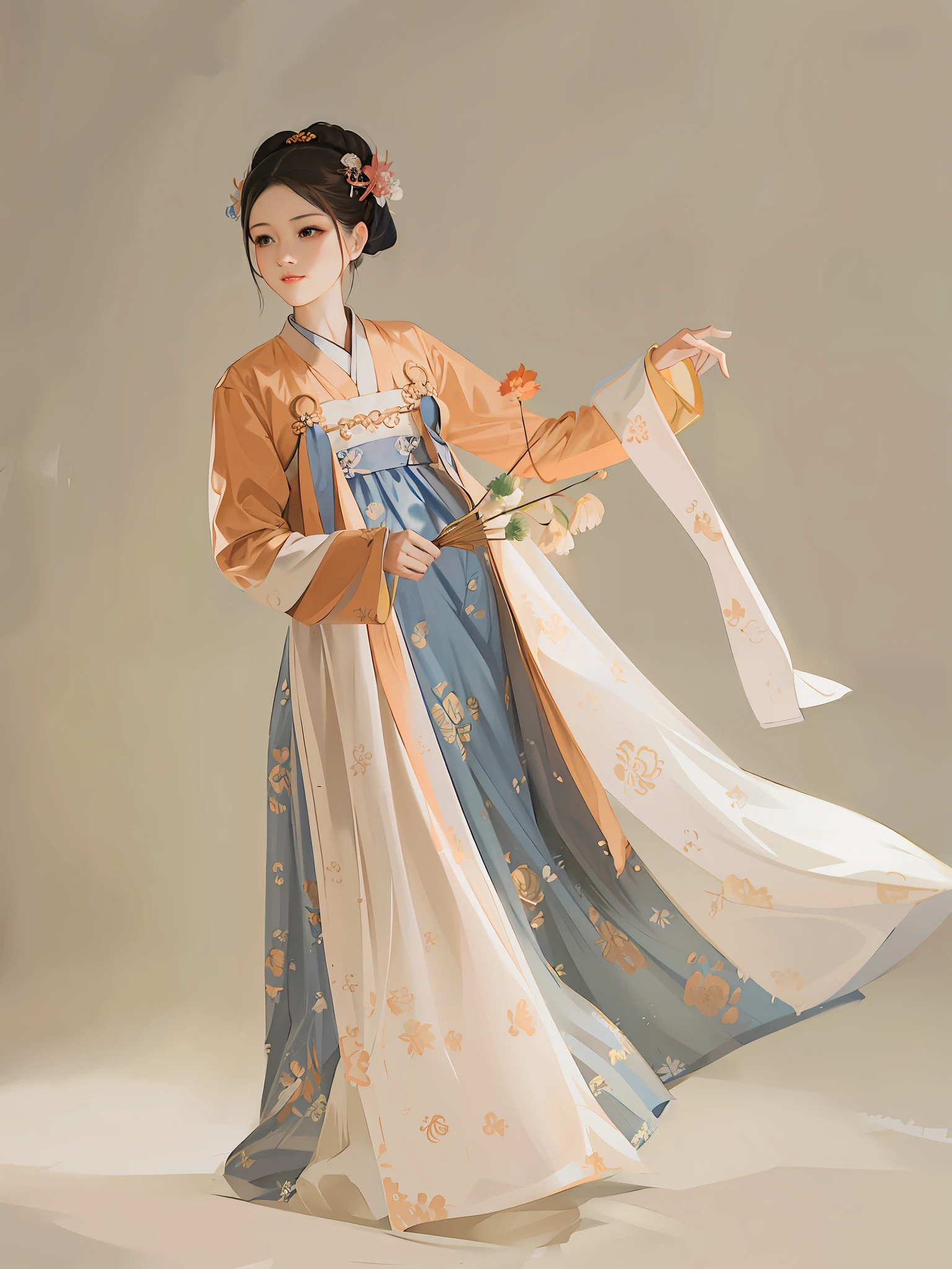 arafed woman in a blue and white dress holding a fan, hanfu, tang dynasty, wearing ancient chinese clothes, traditional chinese clothing, palace , a girl in hanfu, inspired by Tang Di, white hanfu, chinese costume, with acient chinese clothes, inspired by Lan Ying, beautiful render of tang dynasty, ancient chinese princess, ancient asian dynasty princess