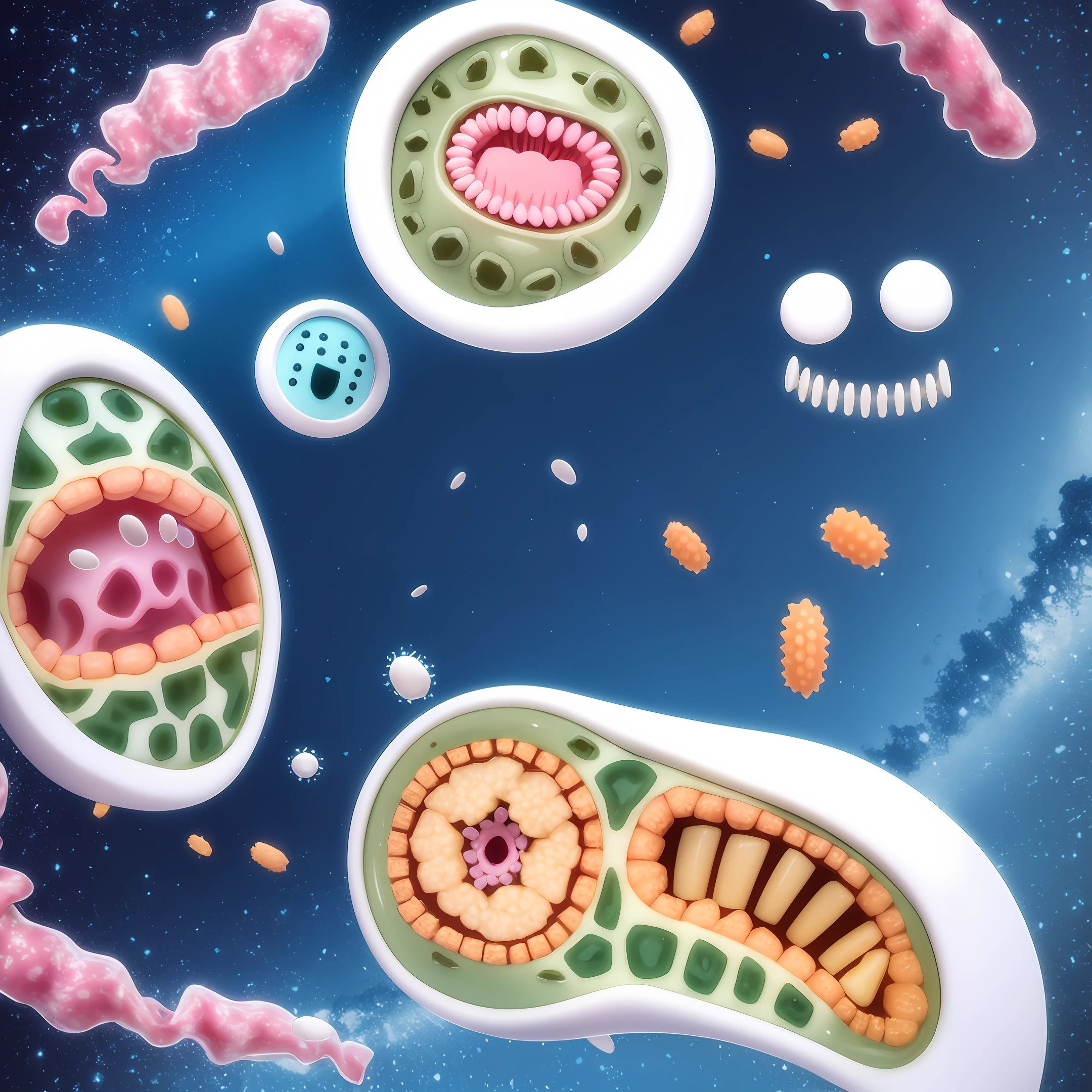 Bacteria invade teeth, cute style