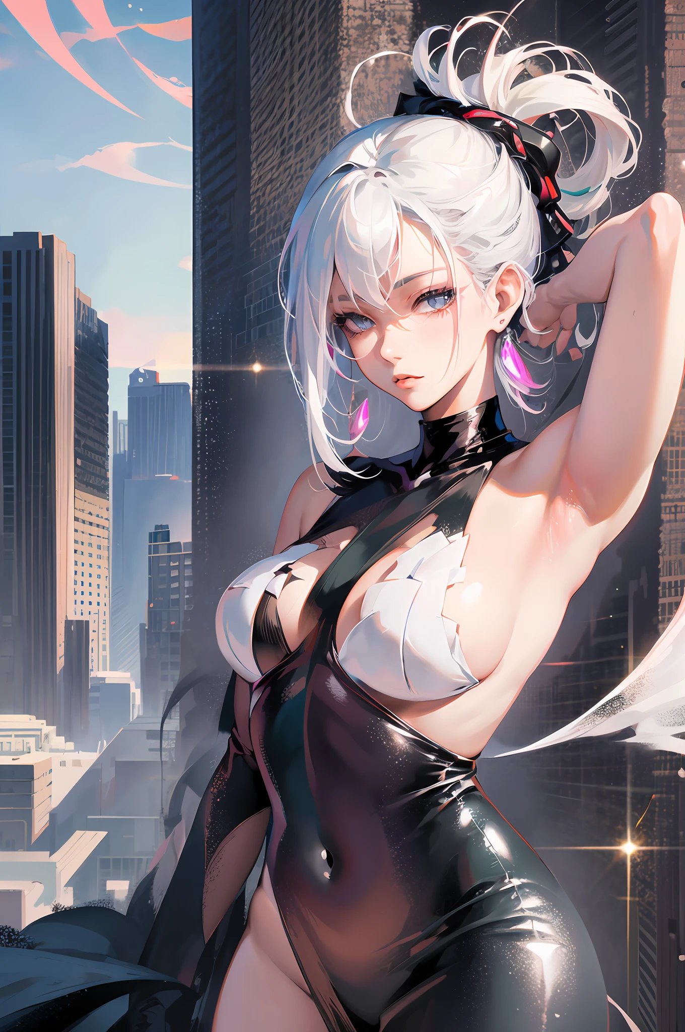 anime girl with white hair and black clothes posing naked, extremely detailed artgerm, detailed digital anime art, artgerm on artstation pixiv, guweiz on pixiv artstation, guweiz on artstation pixiv, fanart best artstation, :: rossdraws, trending on artstation pixiv, rossdraws 2. 5