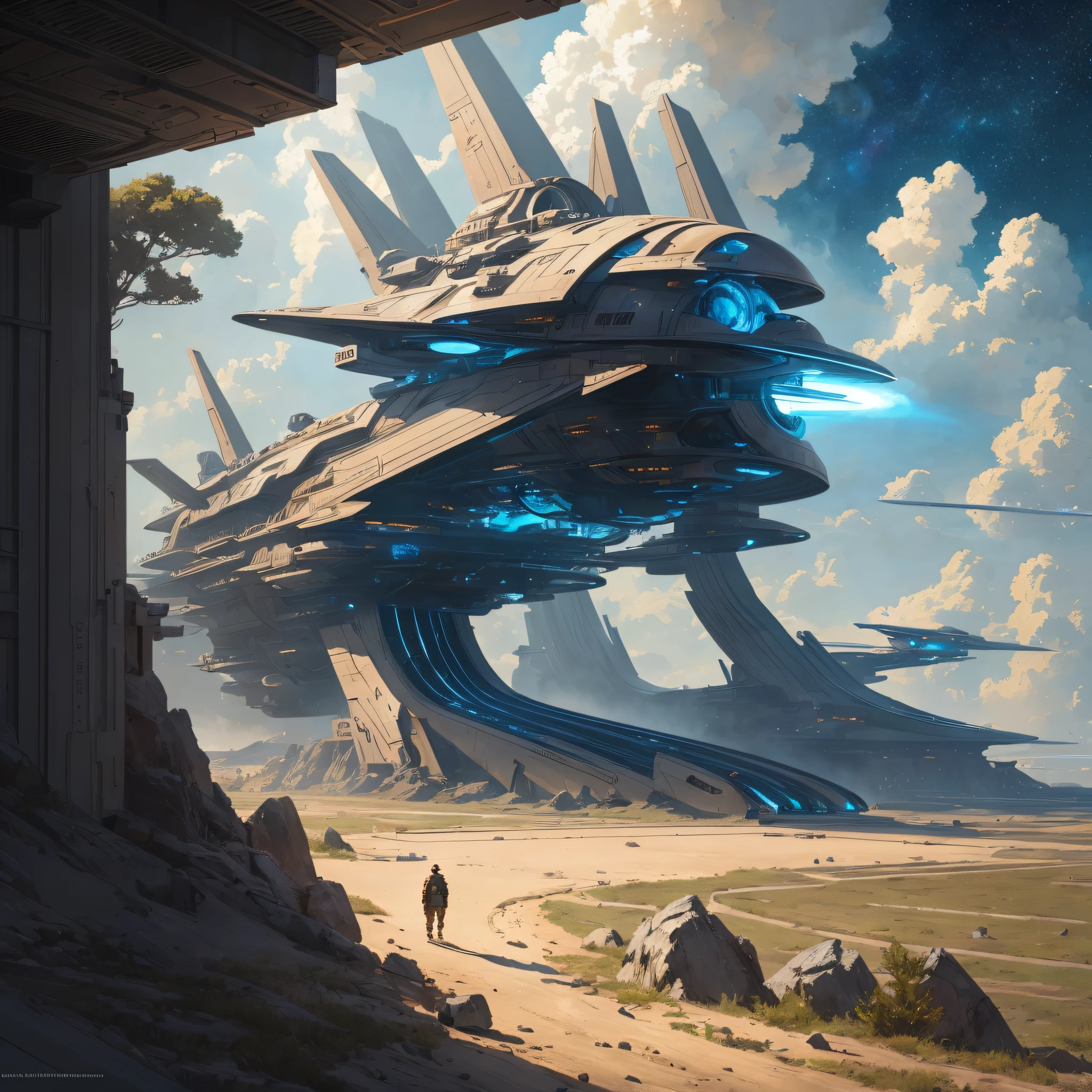 (Very detailed CG unity 8k wallpapers), panoramas of the most beautiful outer space artwork, sci-fi space landscapes, planets, Ed Blinkey, Atey Ghailan, professional majestic paintings of Studio Ghibli, Jeremy Mann, Greg Manchess, Antonio Moro, Trending on ArtStation, Trending on CGSociety, Intricate, High Detail, Sharp focus, dramatic, photorealistic painting art by midjourney and greg rutkowski --auto --s2