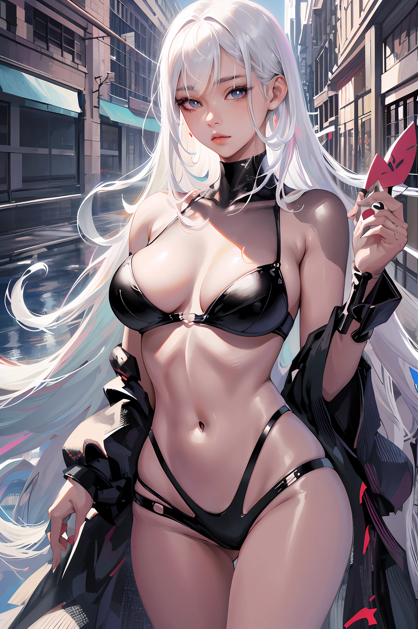 anime girl with white hair and black clothes posing naked, extremely detailed artgerm, detailed digital anime art, artgerm on artstation pixiv, guweiz on pixiv artstation, guweiz on artstation pixiv, fanart best artstation, :: rossdraws, trending on artstation pixiv, rossdraws 2. 5