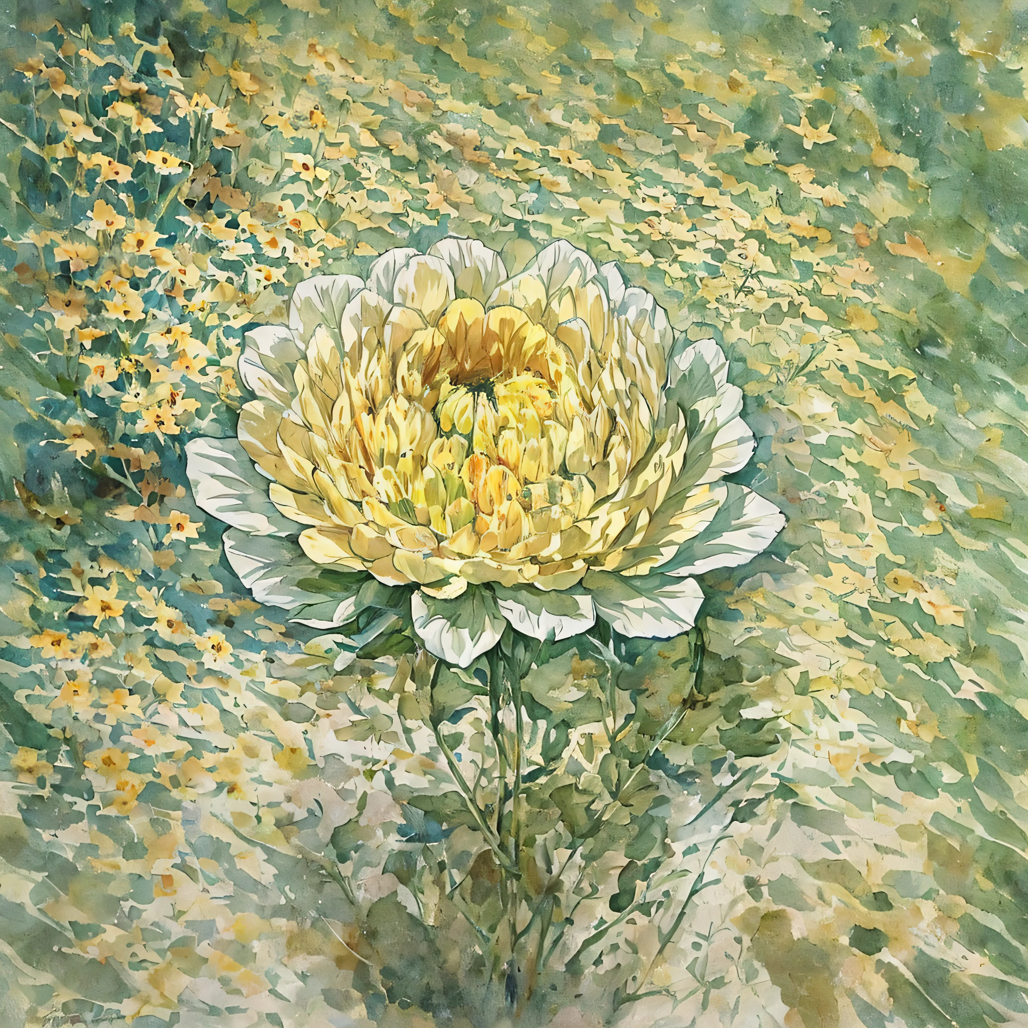Peony flower, yellow, --auto --s2