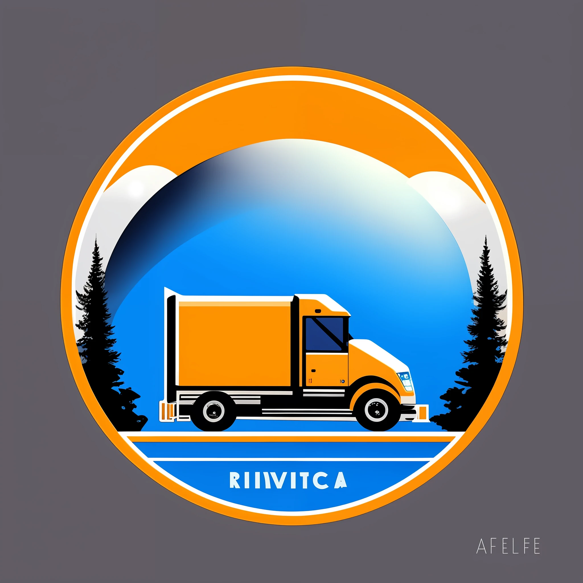 Araf truck with trailer circling on the road, simple illustration, vehicle illustration, simple clean illustration, made in Adobe illustrator, created in Adobe Illustrator, complete device, CA, in scenic background, epic smooth illustration, sticker illustration, exploitable image, Kim Yiwei, image, truck, change color, cyberpunk style