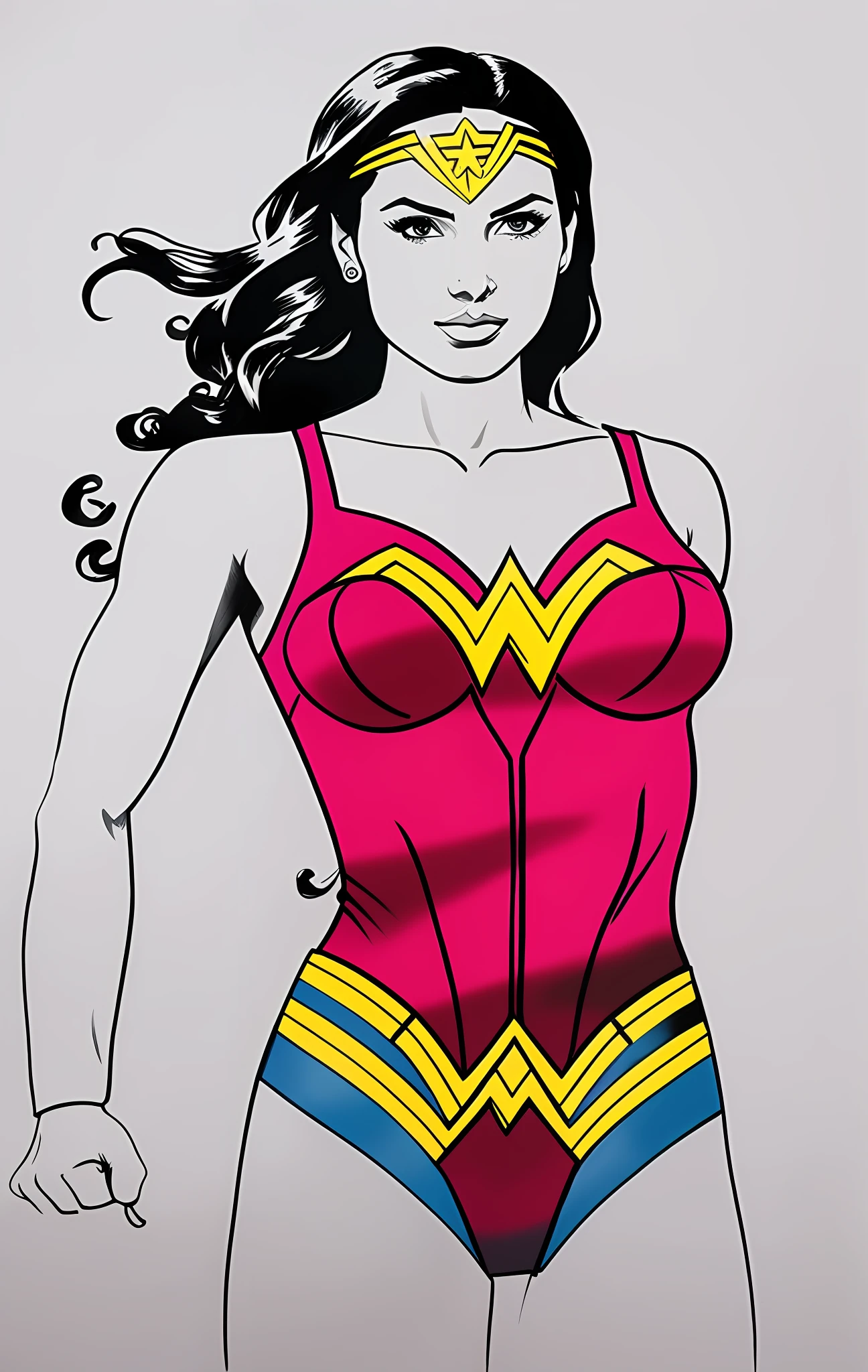 Wonder woman, colorful drawing, detailed drawing, 8k, detailed, masterpiece drawing, colorful, wonder woman