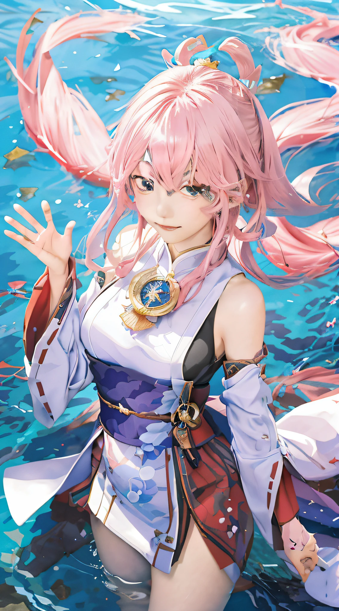 anime girl in a dress with a sword in the water, ayaka genshin impact, cushart krenz key art feminine, ayaka game genshin impact, portrait knights of zodiac girl, best anime 4k konachan wallpaper, from the azur lane videogame, high detailed official artwork, official artwork, keqing from genshin impact, anime goddess