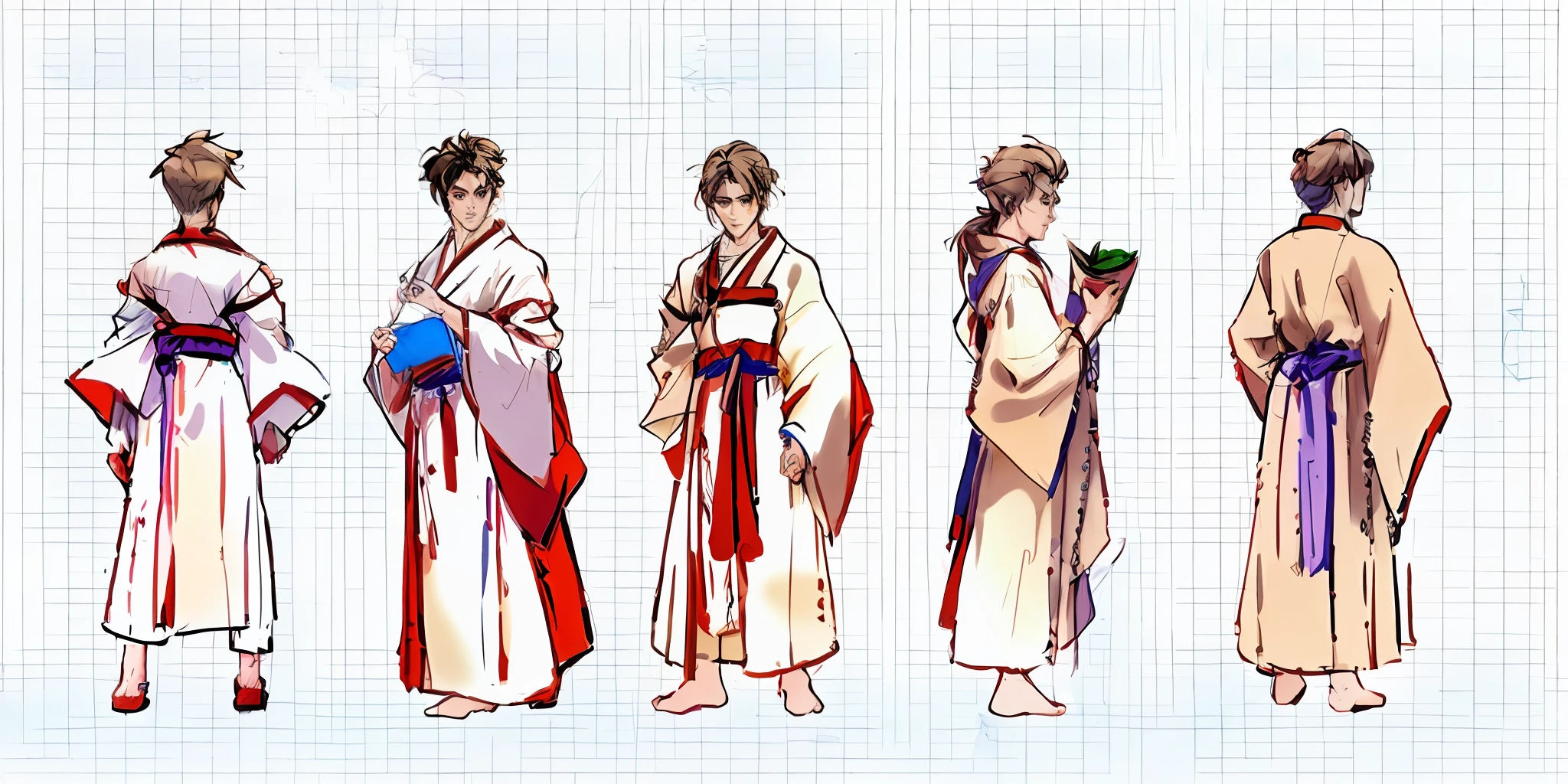 Line drawing of a man in kimono, wearing a flowing robe, traditional Japanese concept art, flowing robes, concept art for monks, ((character concept art)), wearing simple robes, konami concept art, cotton cloud master robe, full body character concept art, wearing a robe, character concept reference art, classical robes, wearing a mage robe