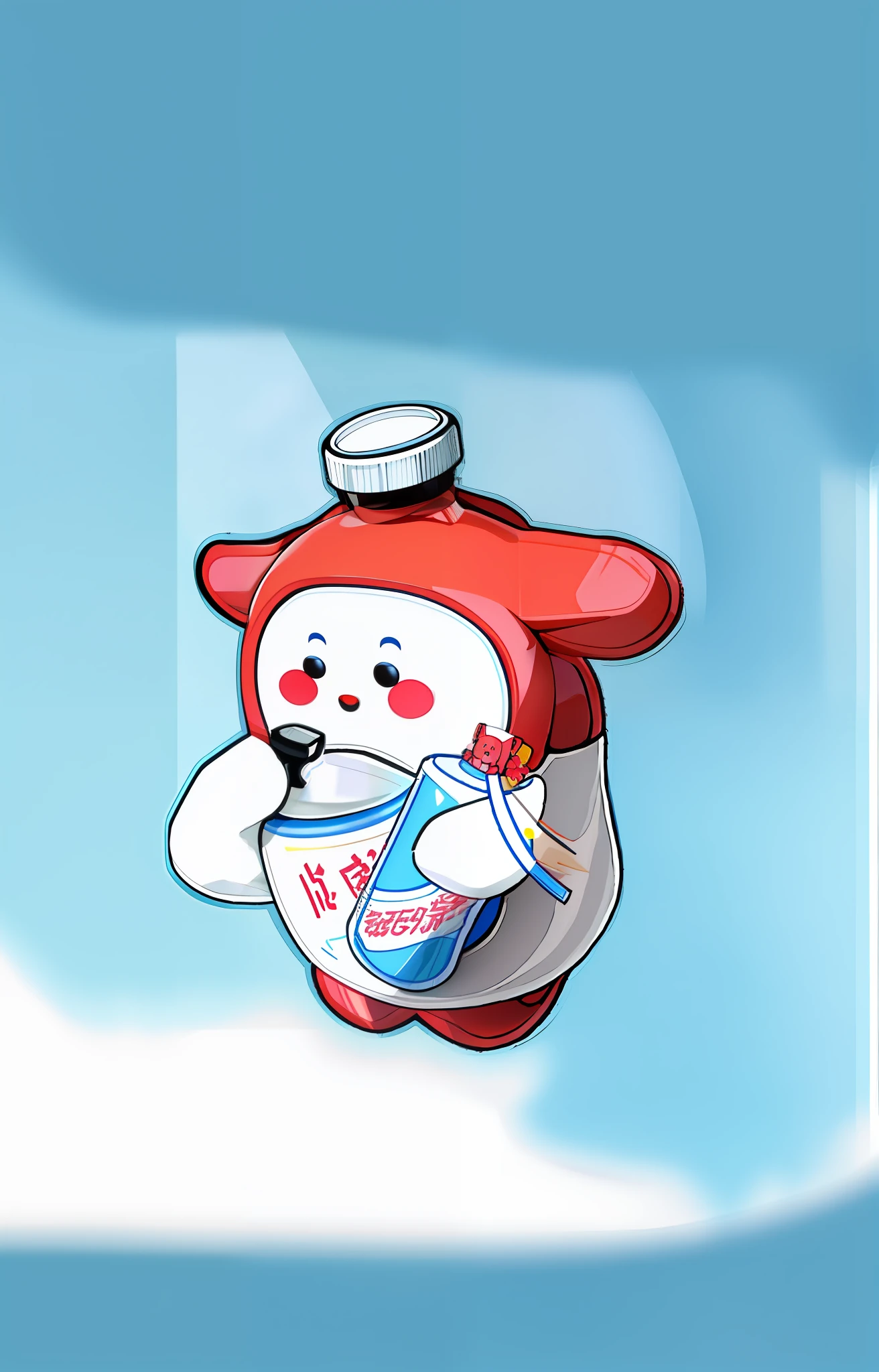 Moutai mascot, IP image, three-dimensional, liquor glass, Moutai bottle, three-dimensional, cute, light and shadow, three-dimensional