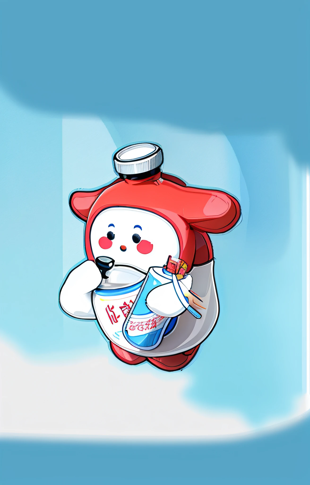 Moutai mascot, IP image, three-dimensional, liquor glass, Moutai bottle, three-dimensional, cute, light and shadow, three-dimensional