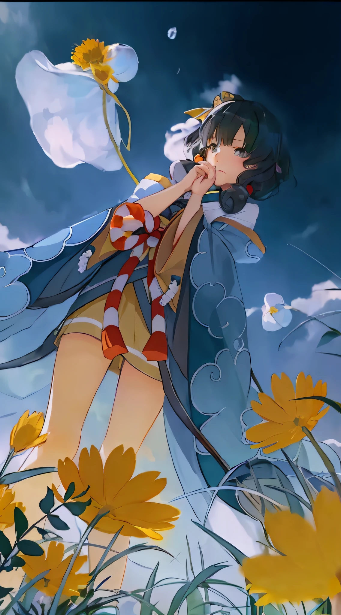 ((masterpiece)),(best quality)),((high detial)),((realistic,)) 1 anime girl with black hair and green eyes, anime moe art style, loli, close-up of a young anime girl, official artwork,