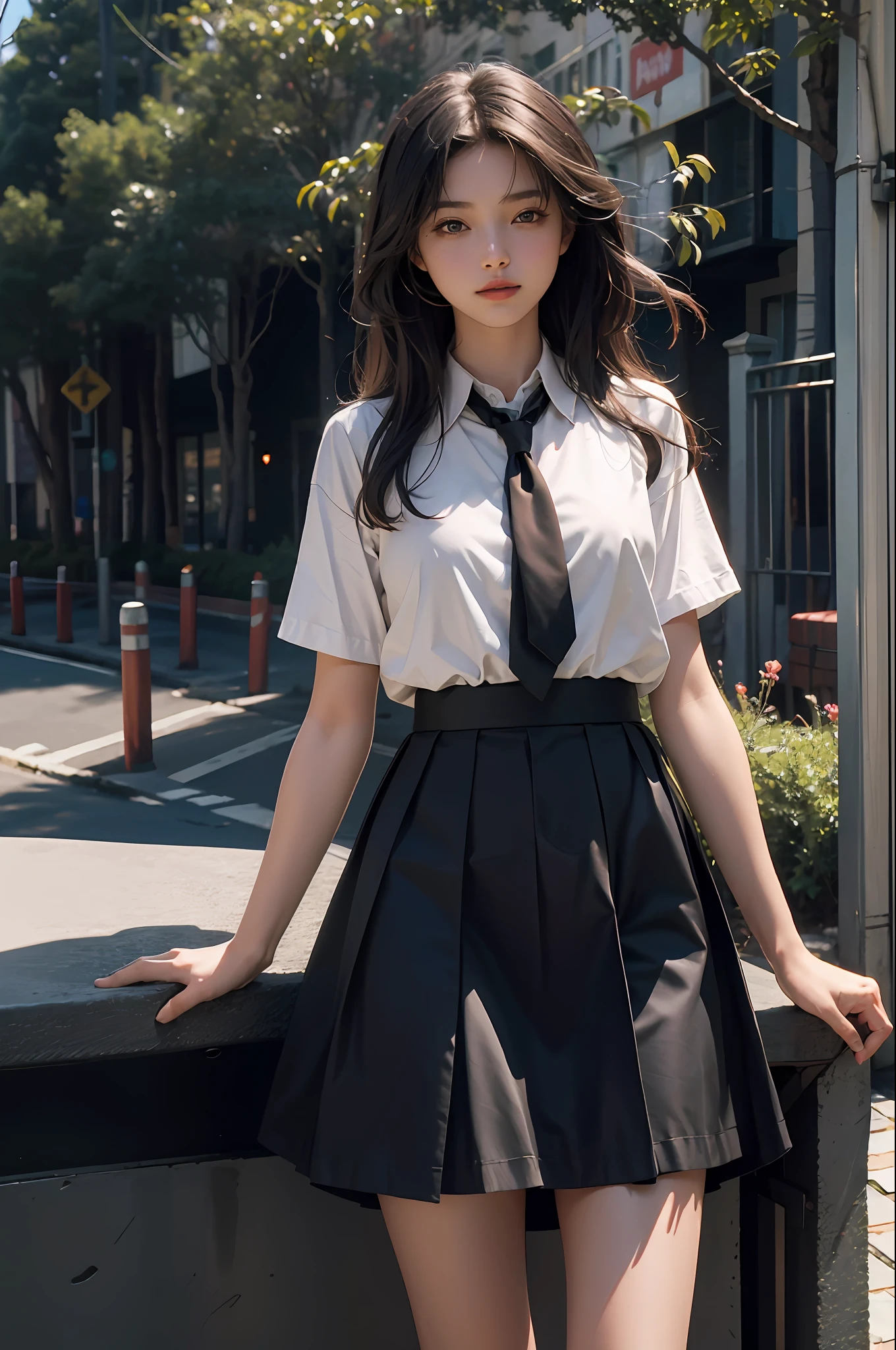 (RAW photo, 4k, masterpiece, high resolution, extremely complex) (realistic: 1.4), cinematic lighting
1 Girl, Single Focus, Summer Noon, 1990s\(Style\), School Uniform
