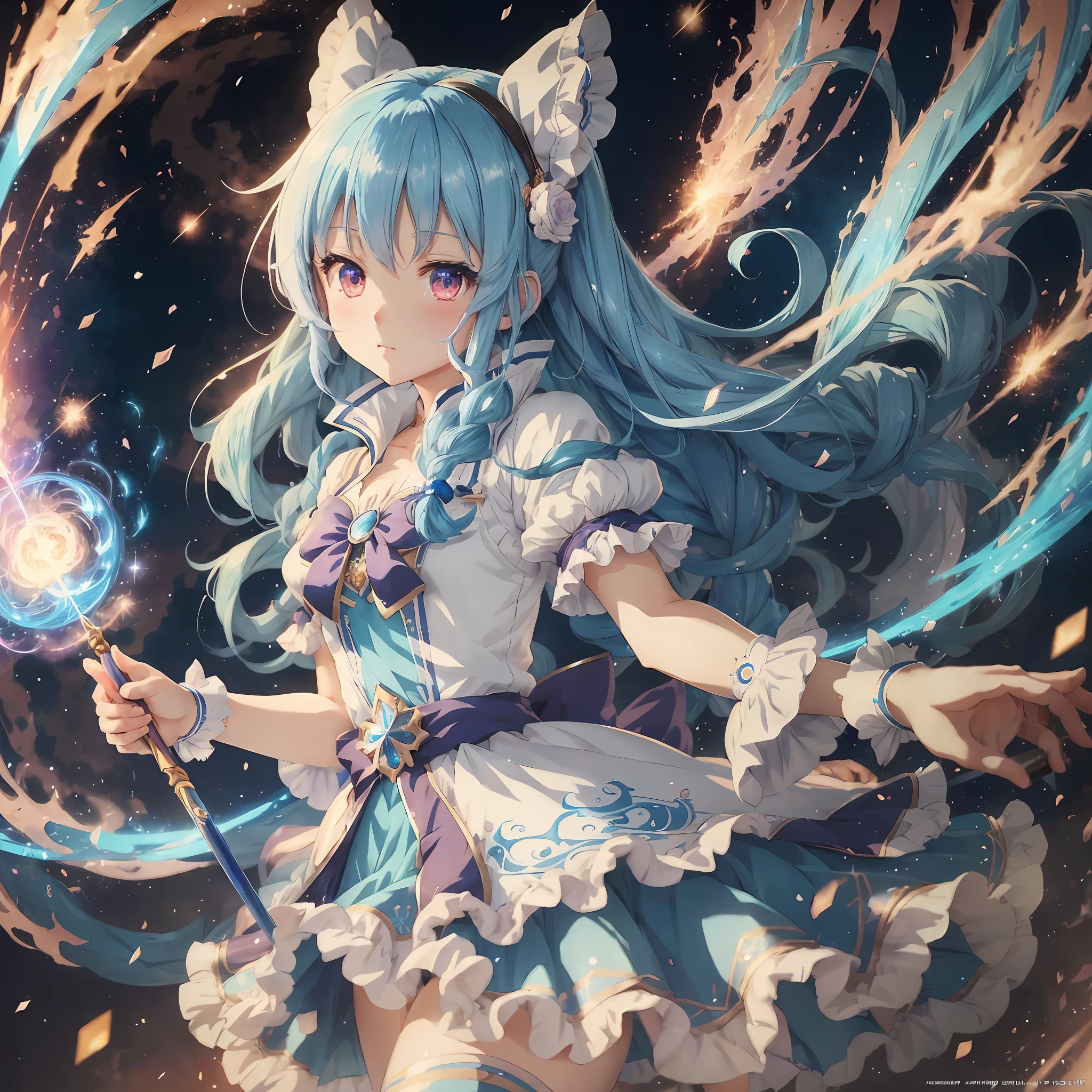 ((Best Quality, 8k, Masterpiece: 1.3)), Anime girl with wand with blue hair and white dress, Splash Art Anime , Kushat Krenzky Art Feminine, Ayaka Genjin Impact, Beautiful Heavenly Mage, High Detail Official Artwork, 8k High Quality Detail Art, Trending on ArtStation pixiv, Animation Art Wallpaper 4K, Anime Art Wallpapers 4K, Anime Art Wallpapers 8K --auto --s2