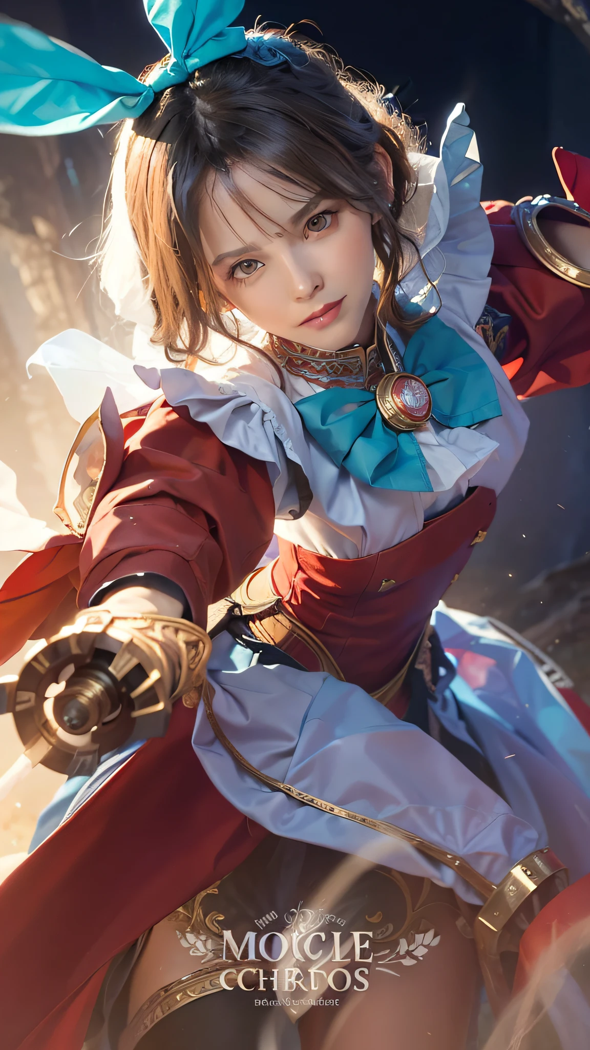 Hyperrealist portrait of female by david hockney and alphonse mucha,fantasy art, photo realistic, dynamic lighting, artstation, poster, volumetric lighting, very detailed faces, 4 k, award winning,, 1girl, in the dark, deep shadow, low key,cowboy shot,(official clothing:1.4) ,long hair,white hair,