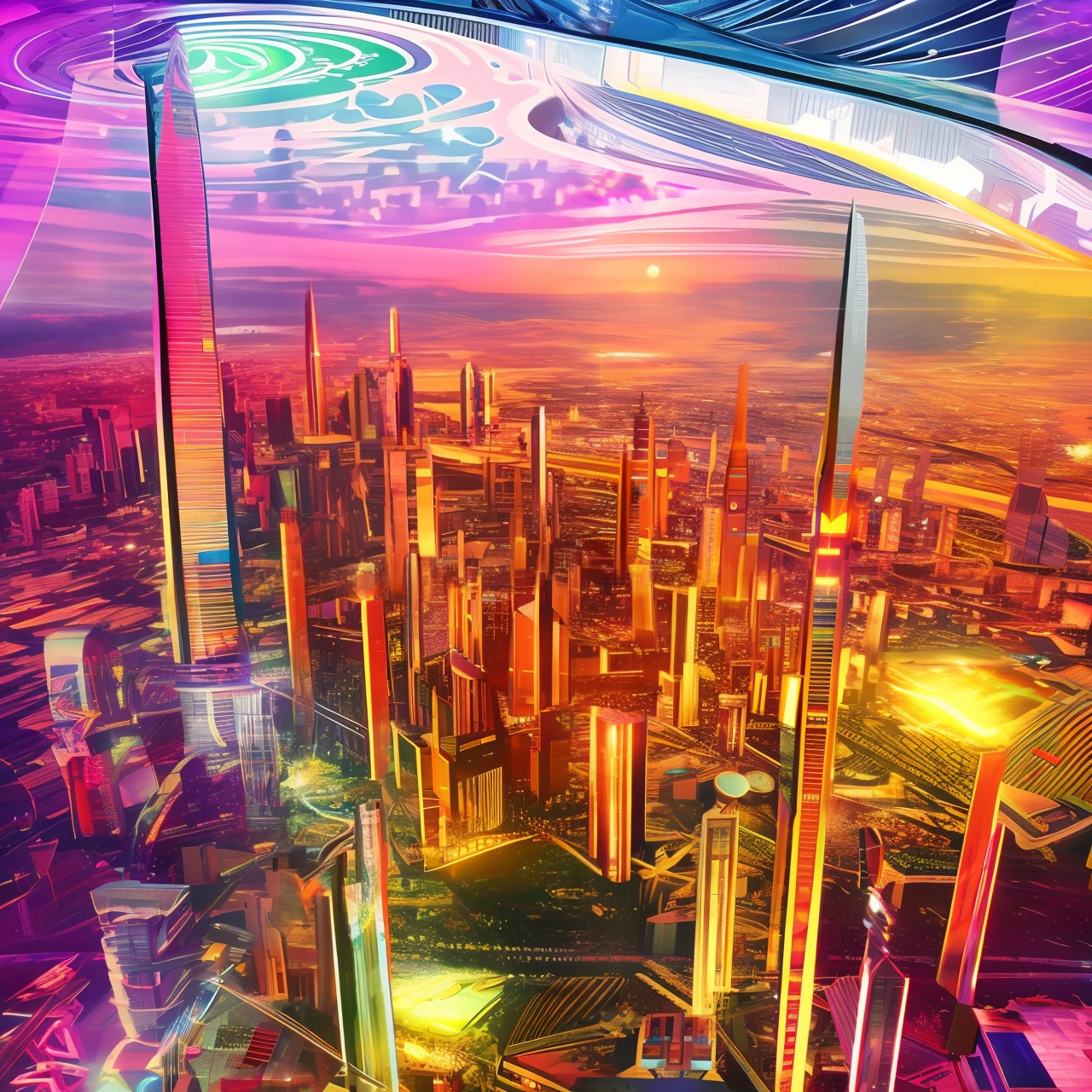 futuristic city realistic psychedelic photographic --auto --s2