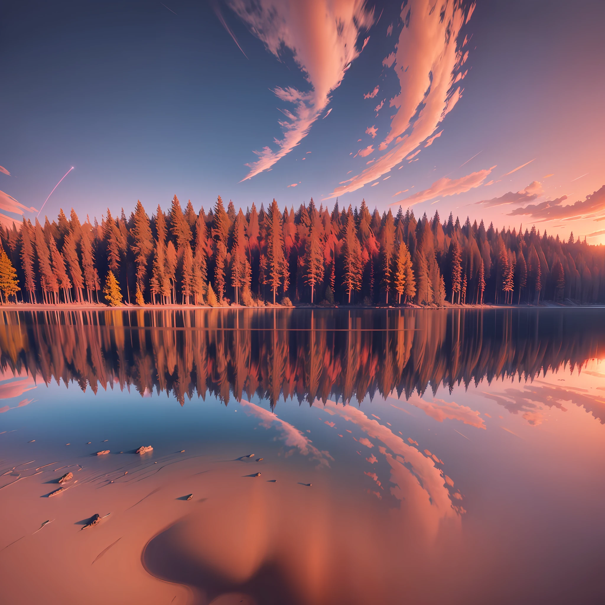 Red sky like angel wings, lake, real high-definition, super wide angle panorama, super high-definition, 8k lifelike, high pixel, crack,landscape photography by Marc Adamus HD --ar 9:16 --auto --s2