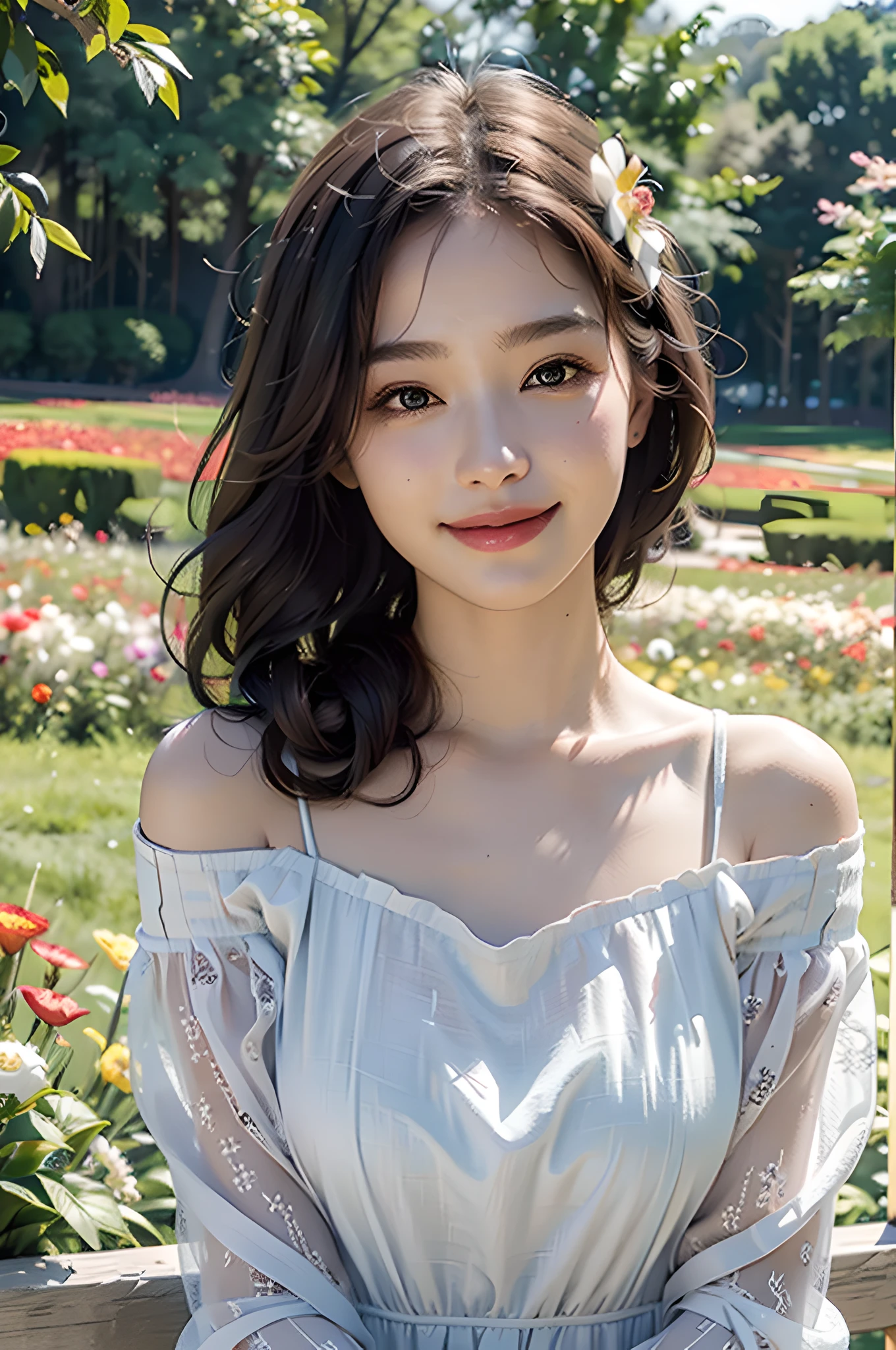 Araffe asian woman in a white dress posing for a picture - SeaArt AI