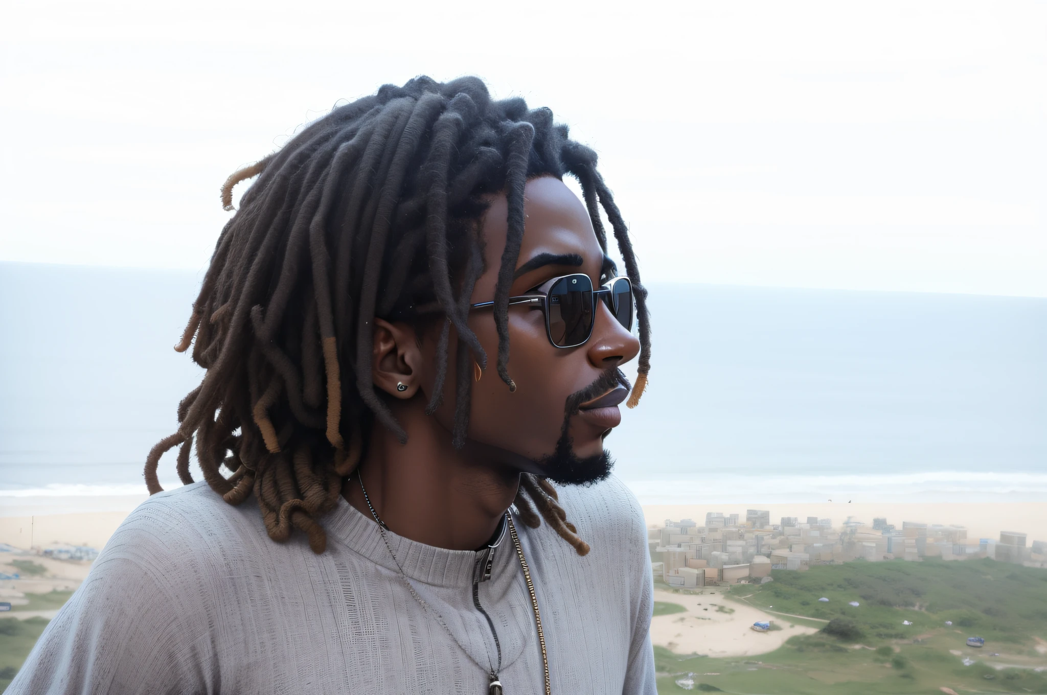 futuristic city black man slum, rasta --auto --s2